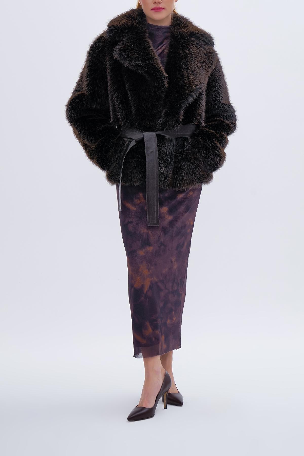 Valmenti Kadın Tekstil Kahverengi KURK Deri Mont