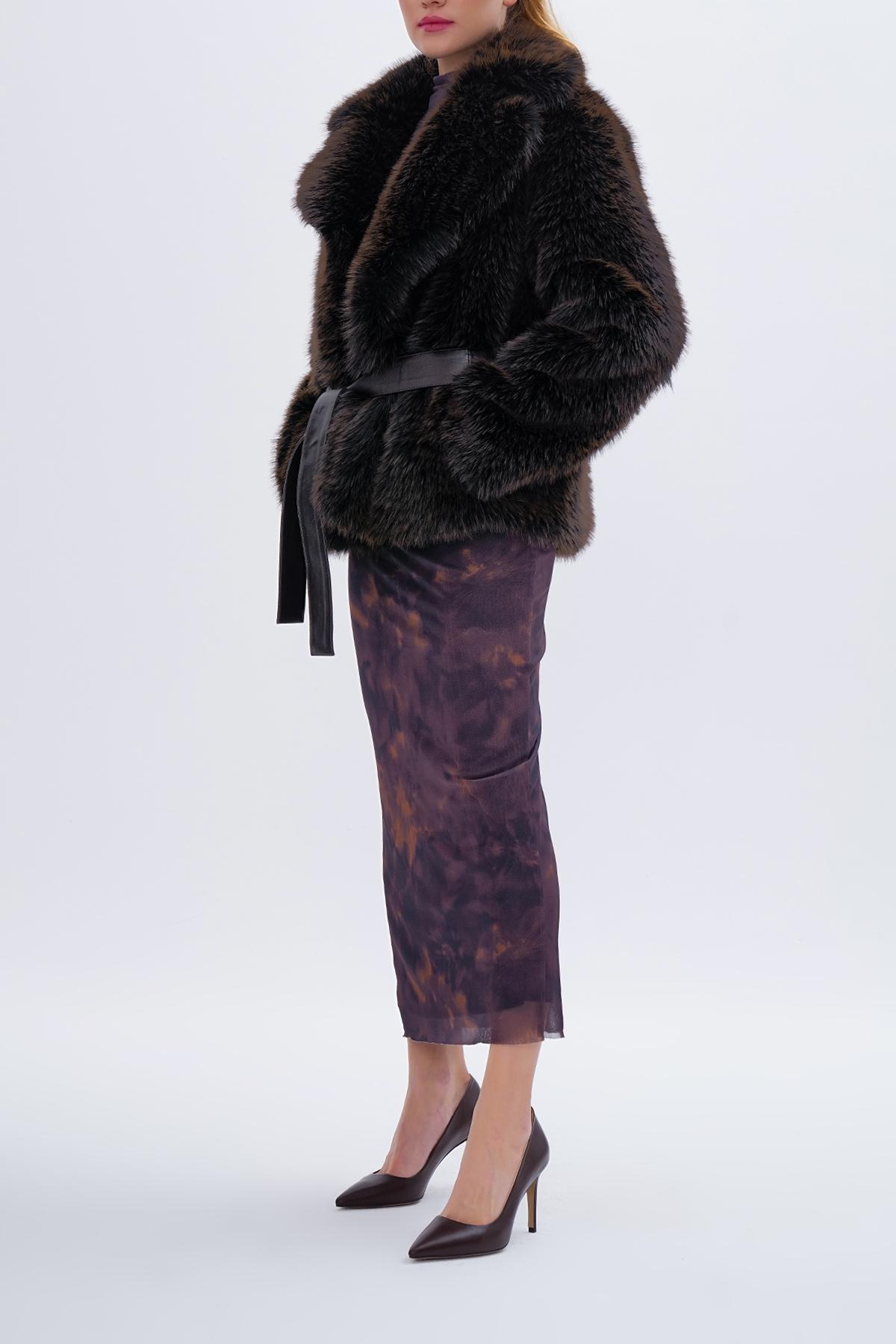 Valmenti Kadın Tekstil Kahverengi KURK Deri Mont