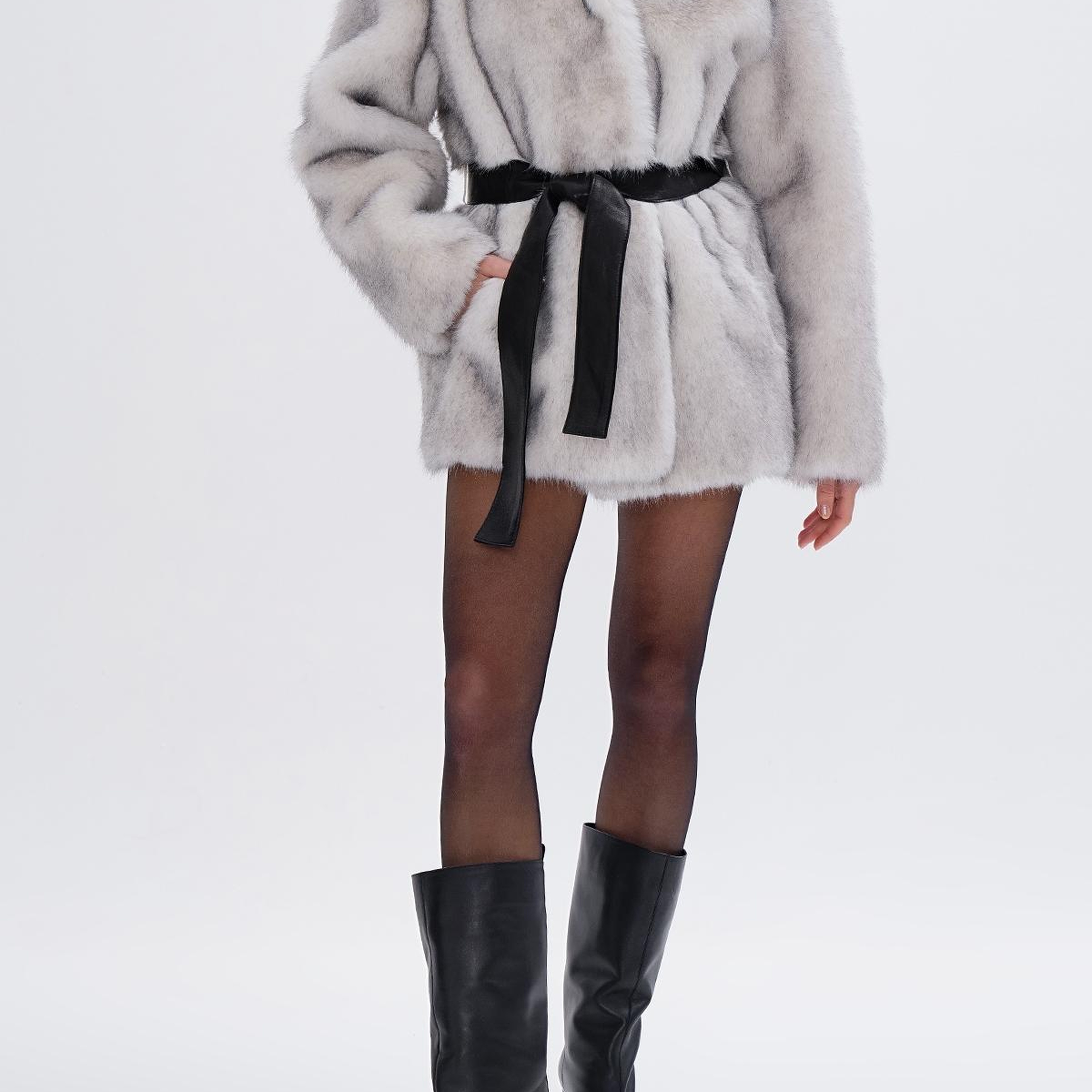 Valmenti Kadın Tekstil Beyaz KURK Deri Mont