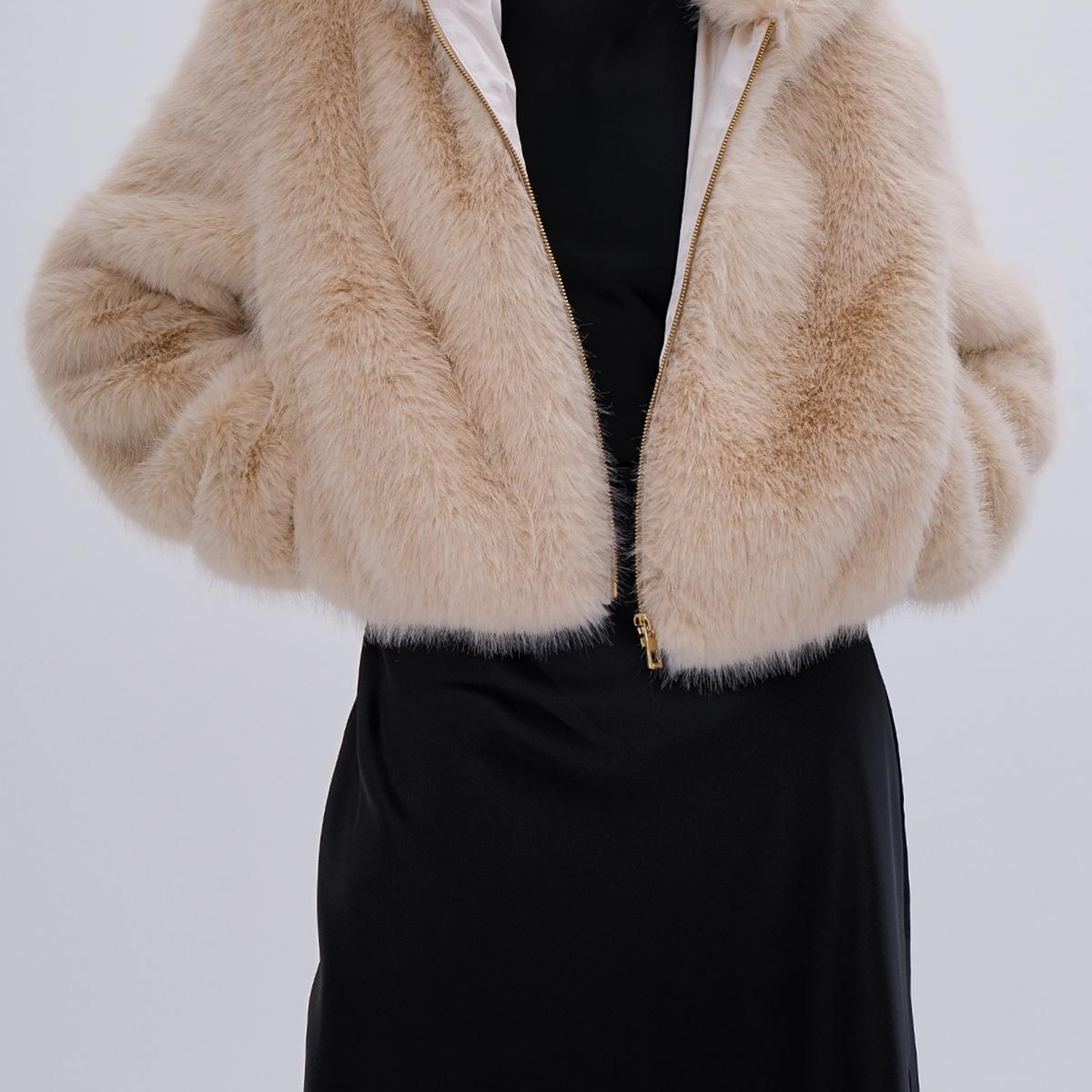 Valmenti Kadın Tekstil Bej KURK Deri Mont