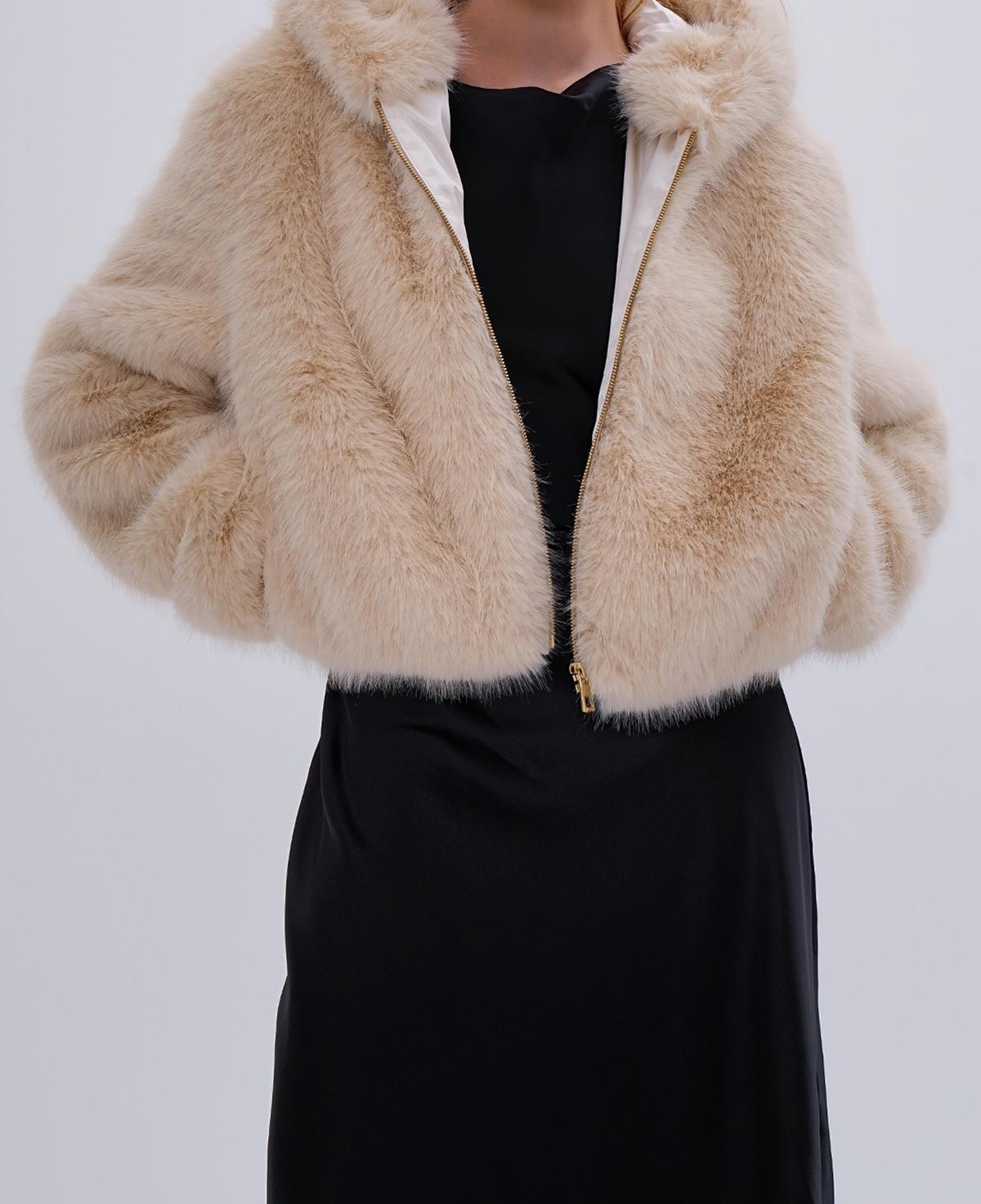 Valmenti Kadın Tekstil Bej KURK Deri Mont