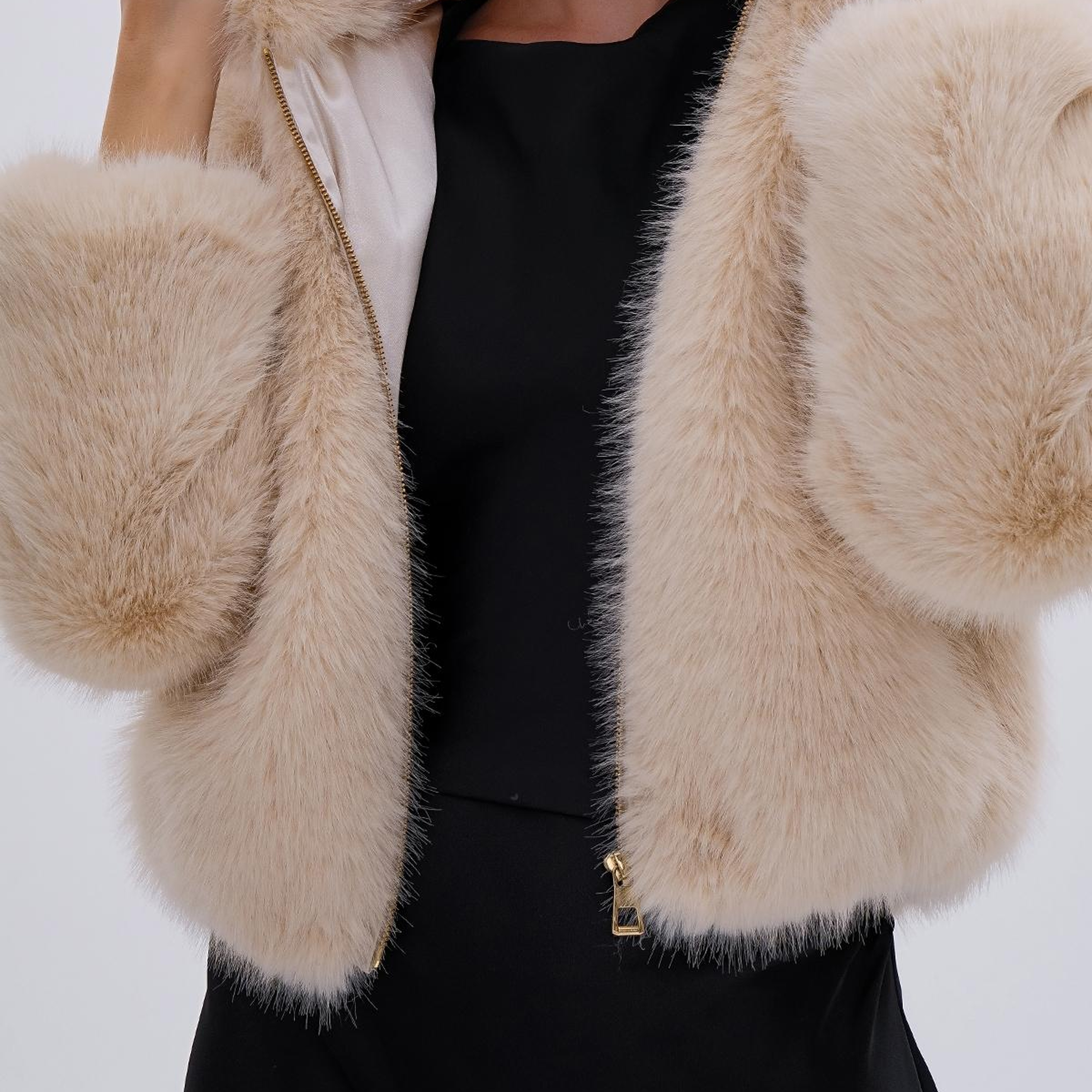 Valmenti Kadın Tekstil Bej KURK Deri Mont