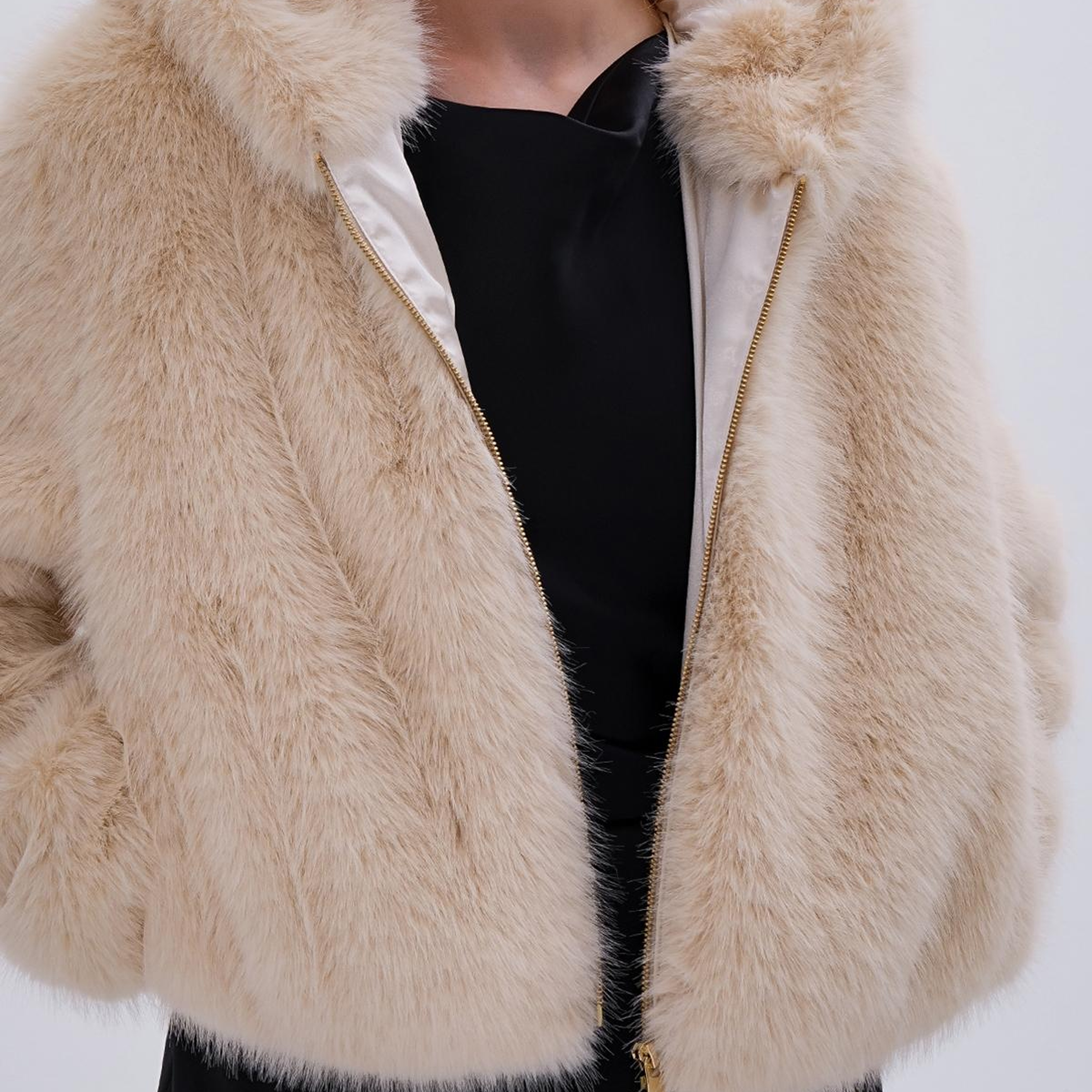 Valmenti Kadın Tekstil Bej KURK Deri Mont