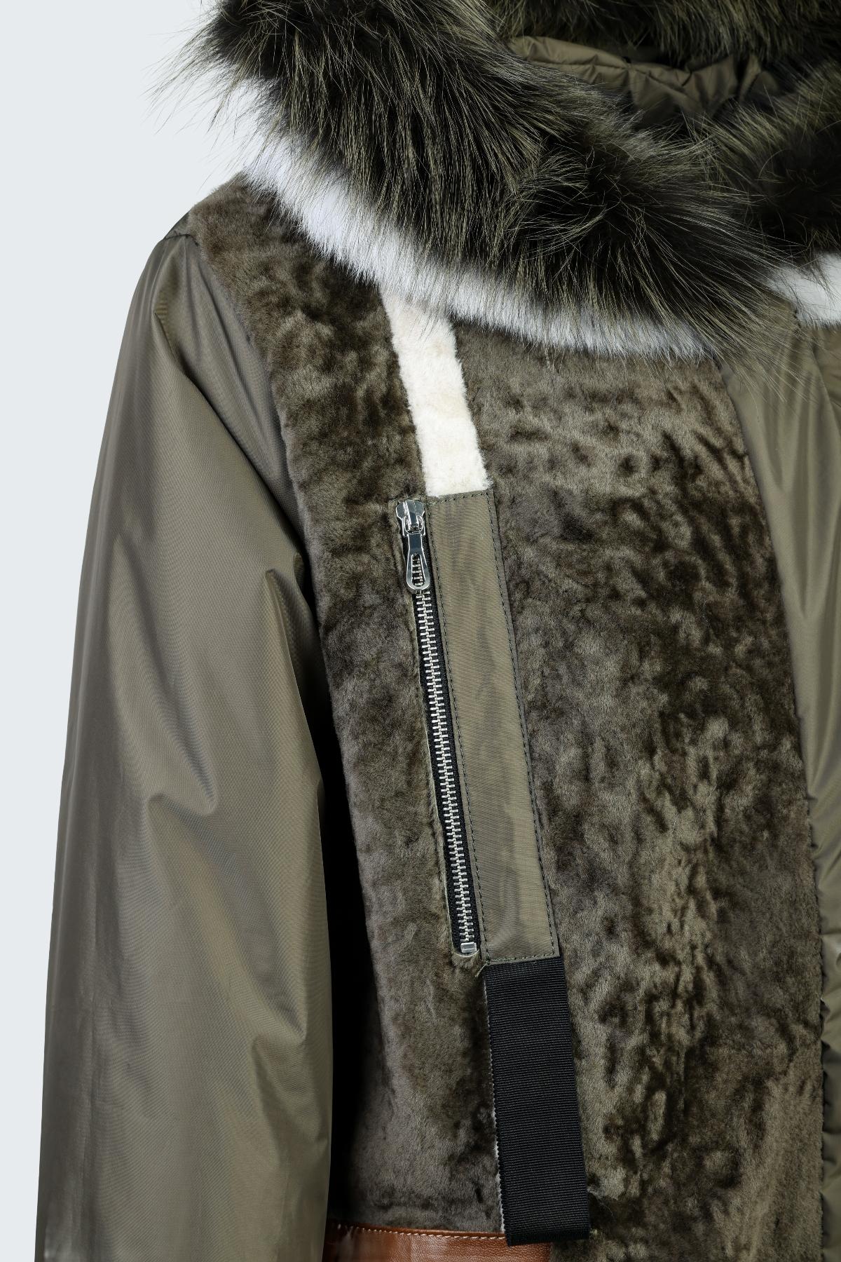 Valmenti Kadın Kürk/Deri/Kumaş Haki Mont