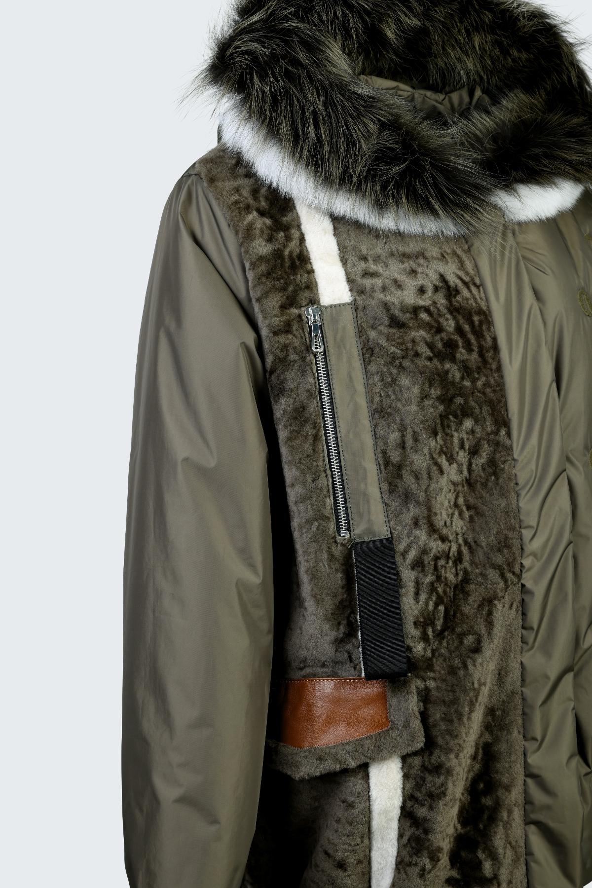 Valmenti Kadın Kürk/Deri/Kumaş Haki Mont