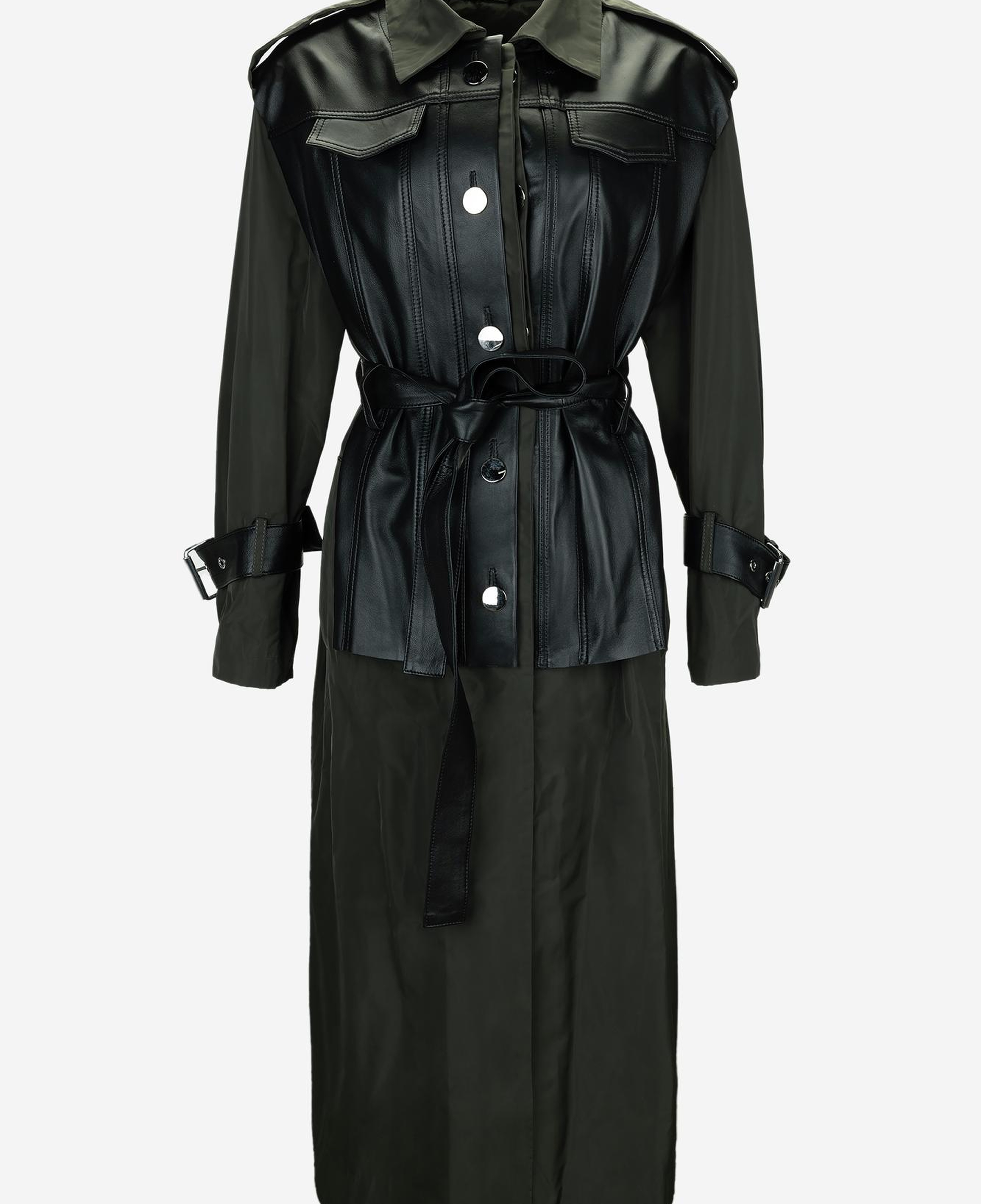 Valmenti Kadın Hakiki Deri Haki Süet Trençkot Deri Mont