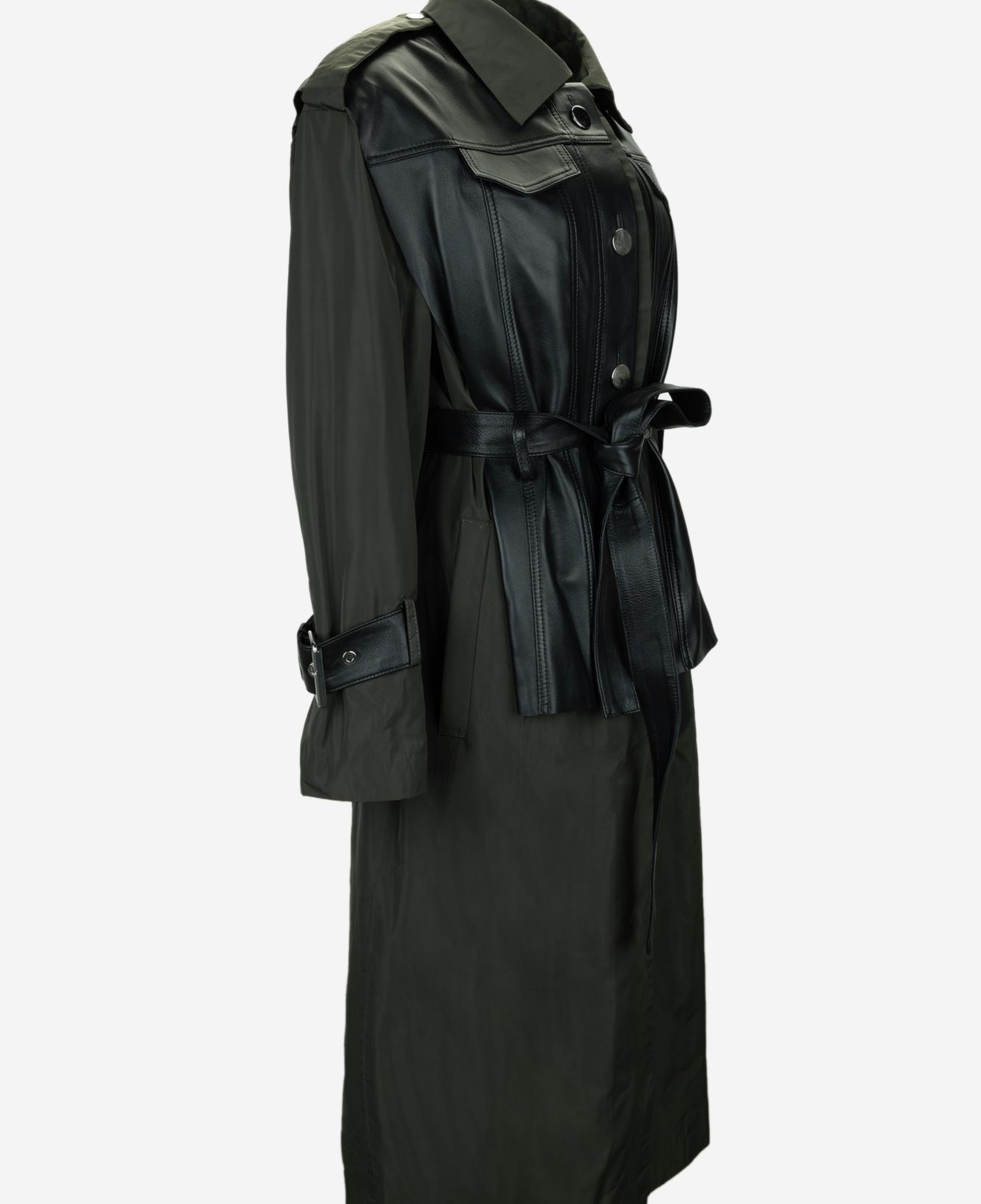 Valmenti Kadın Hakiki Deri Haki Süet Trençkot Deri Mont