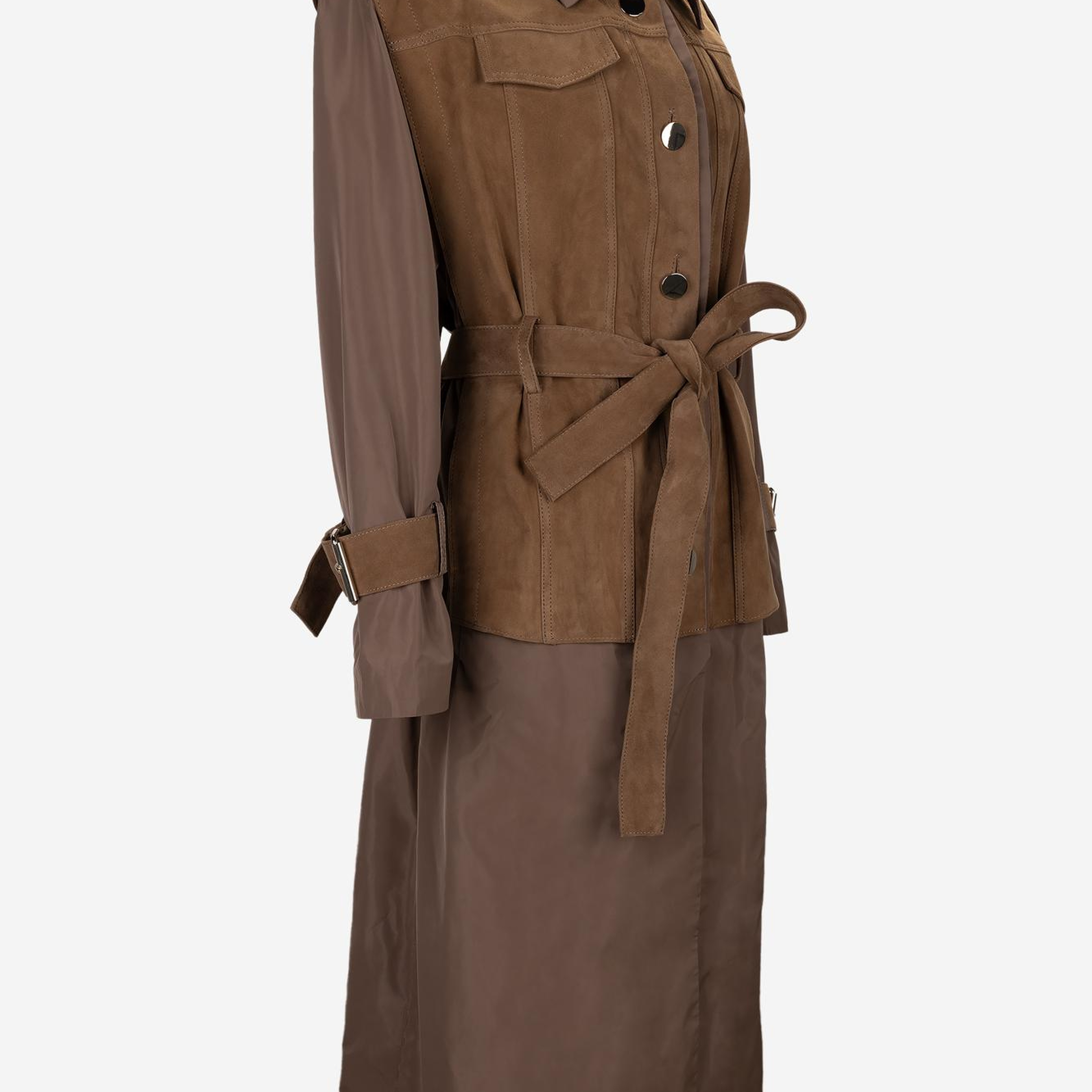 Valmenti Kadın Hakiki Deri Kahverengi Trençkot Deri Mont