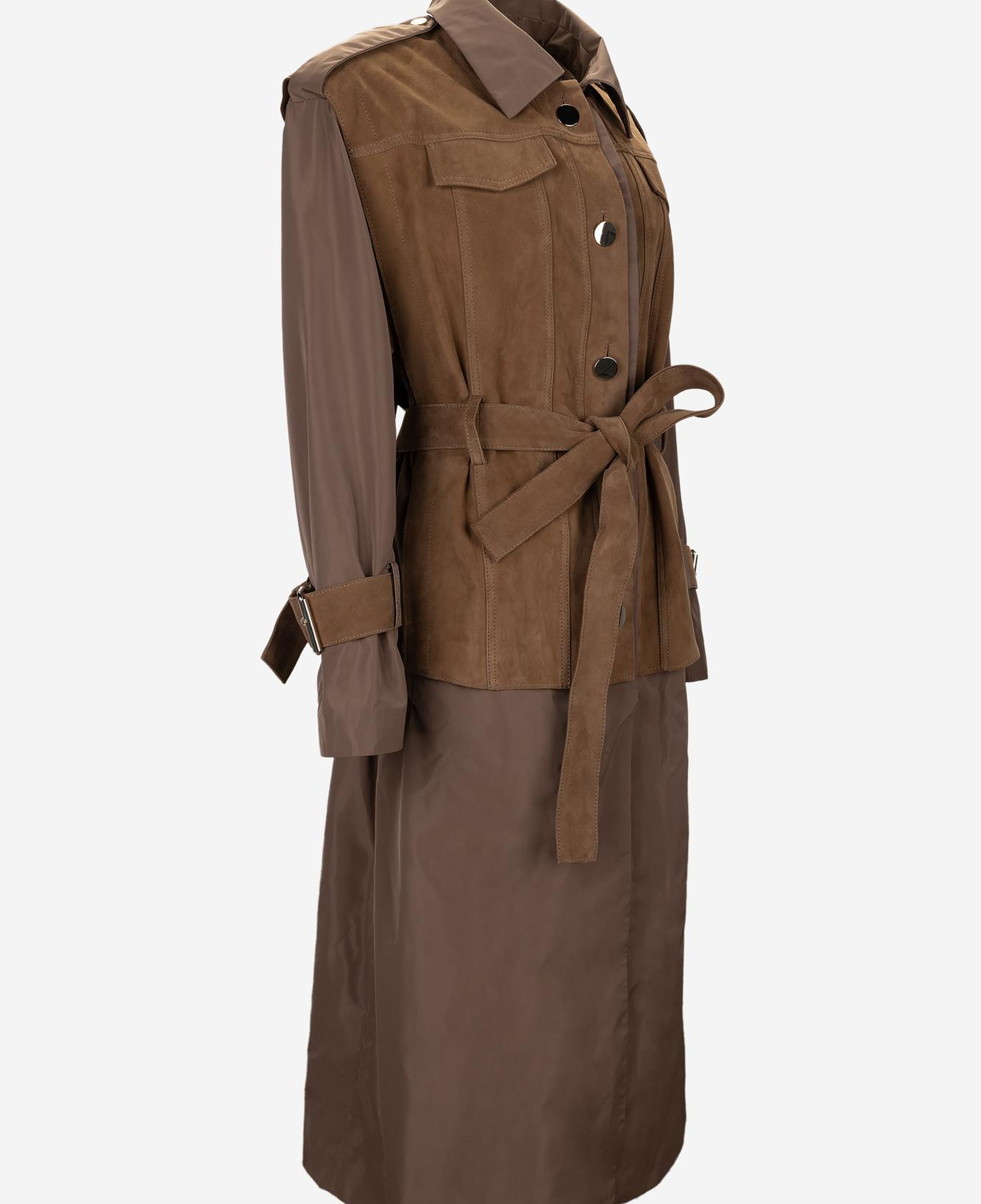 Valmenti Kadın Hakiki Deri Kahverengi Trençkot Deri Mont