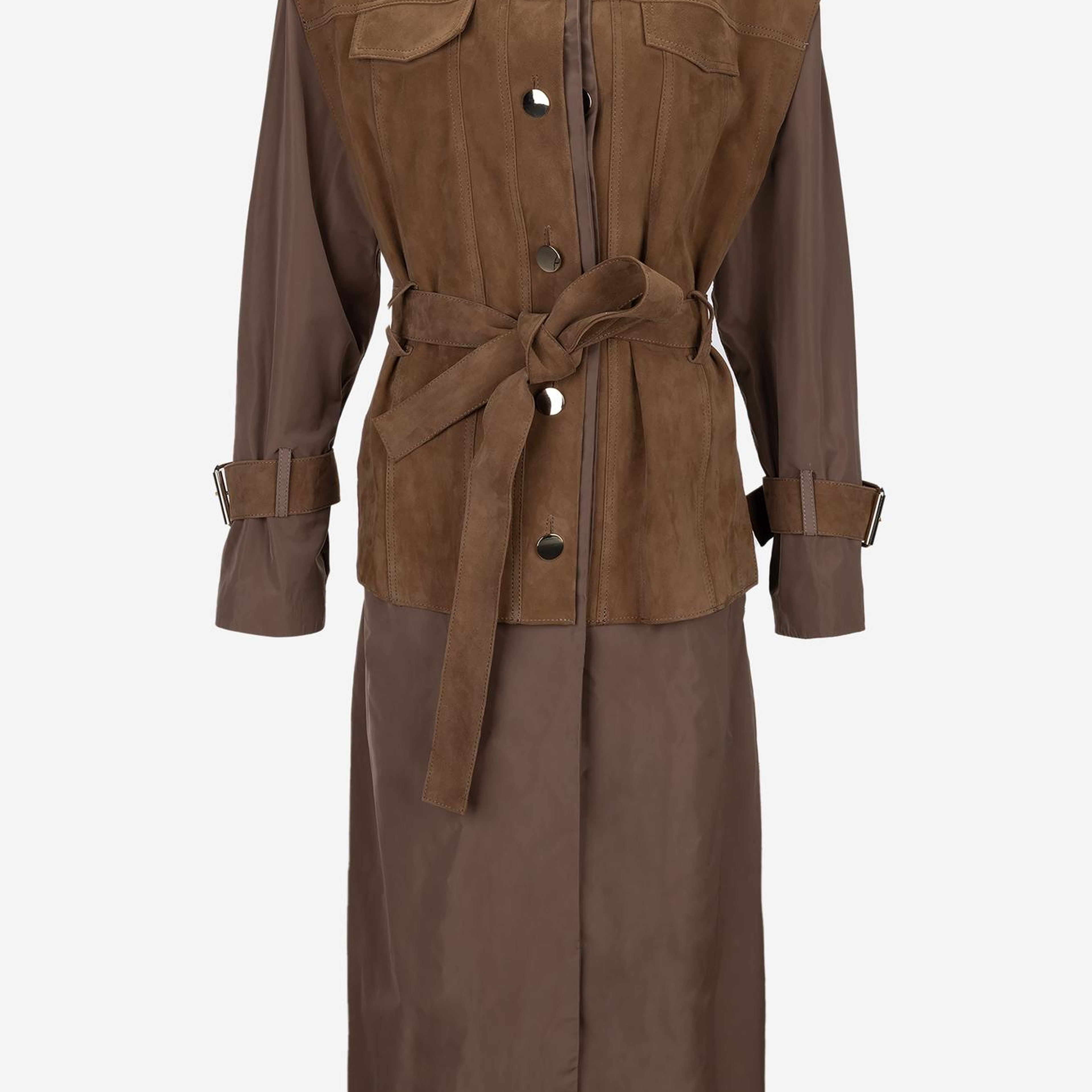 Valmenti Kadın Hakiki Deri Kahverengi Trençkot Deri Mont