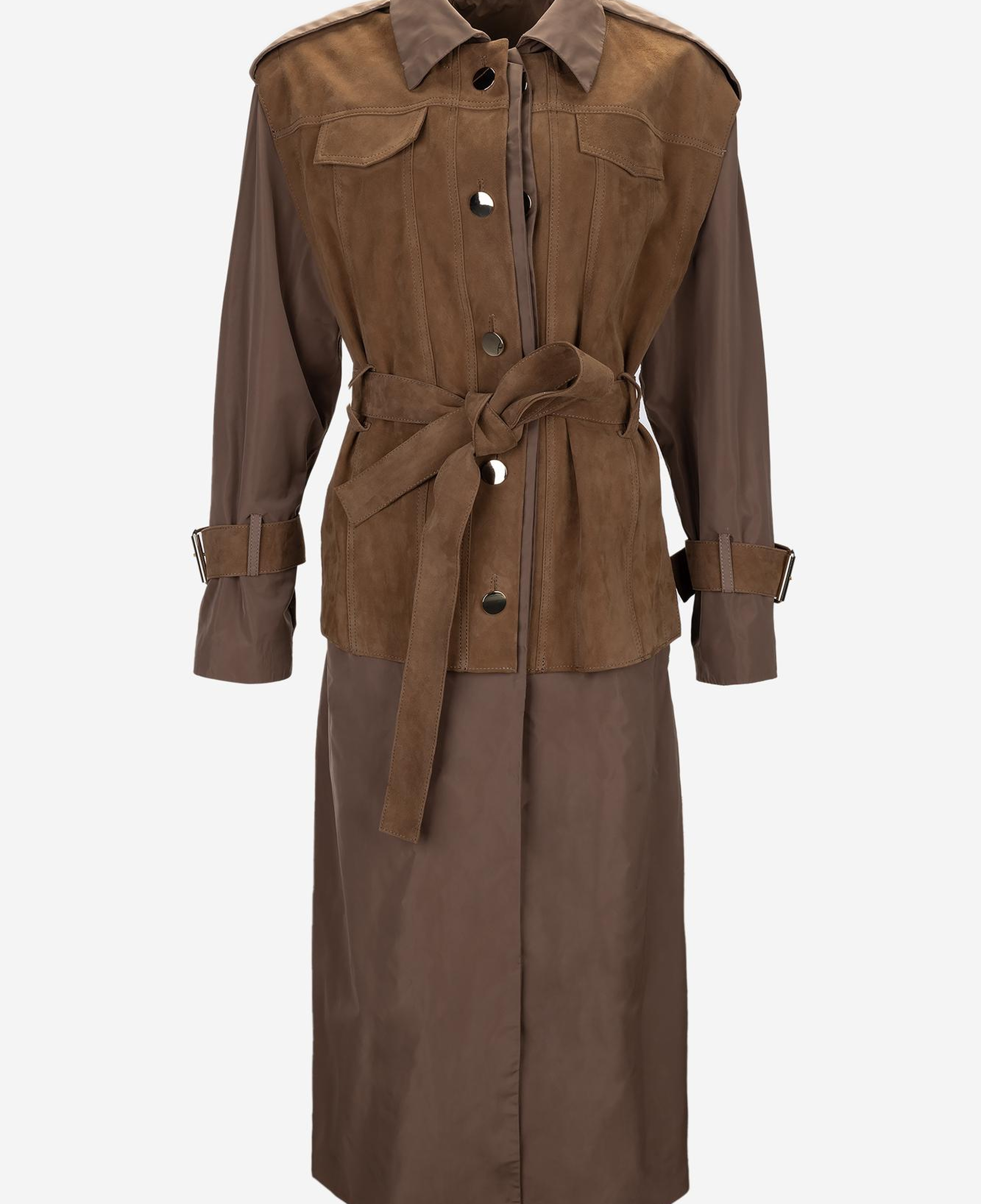 Valmenti Kadın Hakiki Deri Kahverengi Trençkot Deri Mont