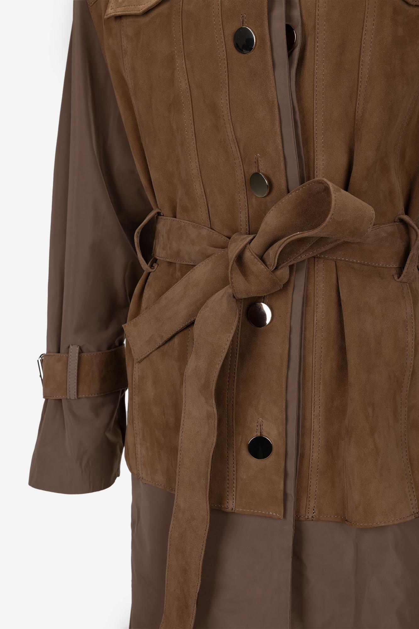 Valmenti Kadın Hakiki Deri Kahverengi Trençkot Deri Mont