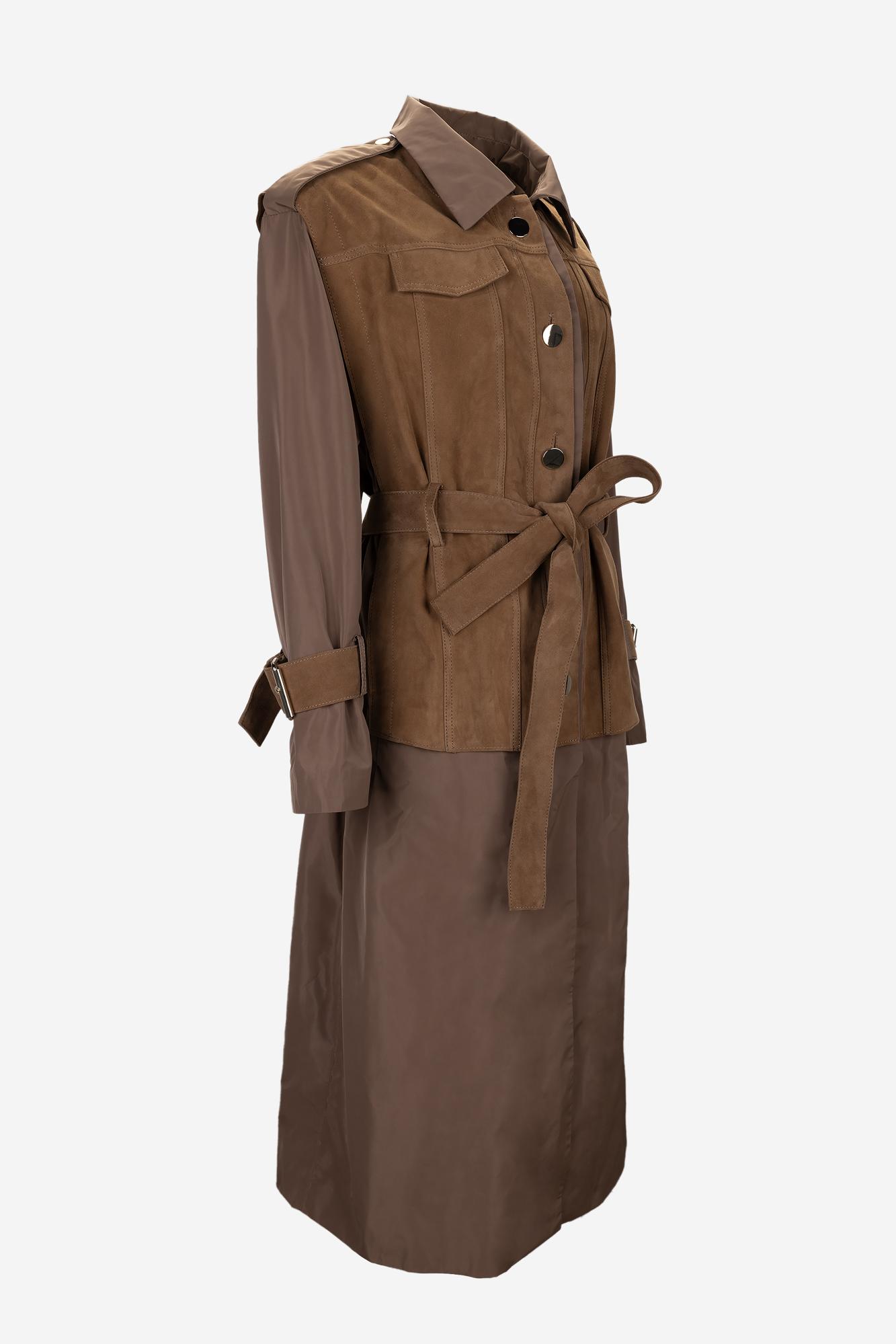 Valmenti Kadın Hakiki Deri Kahverengi Trençkot Deri Mont