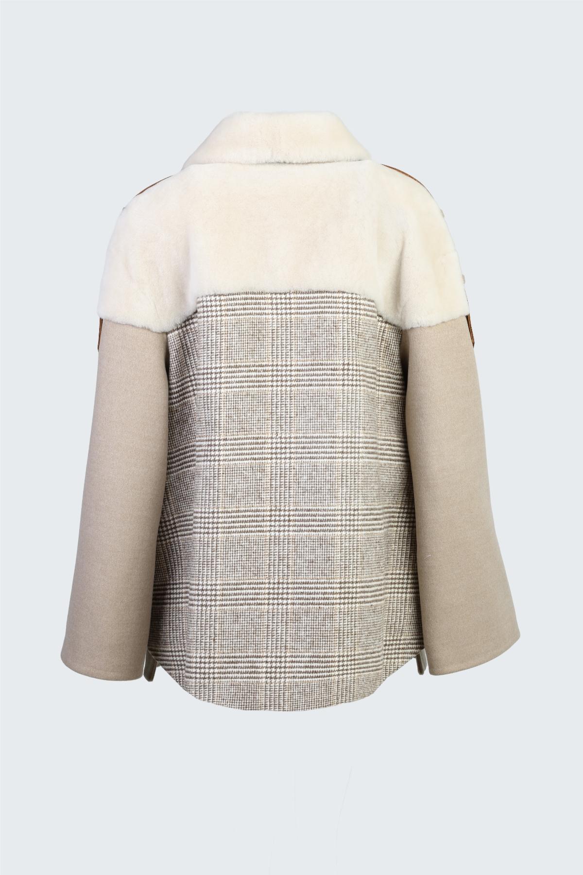 Valmenti Kadın Kürk/Deri/Kumaş Bej Mont