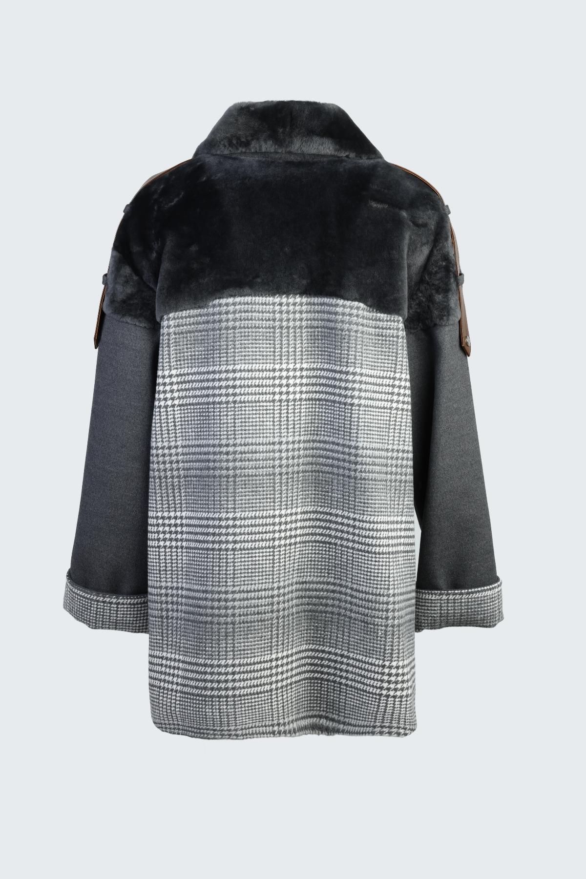 Valmenti Kadın Kürk/Deri/Kumaş Gri Mont