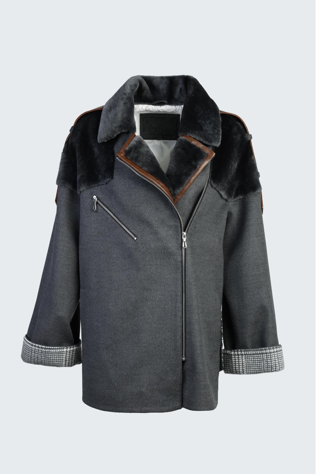 Valmenti Kadın Kürk/Deri/Kumaş Gri Mont