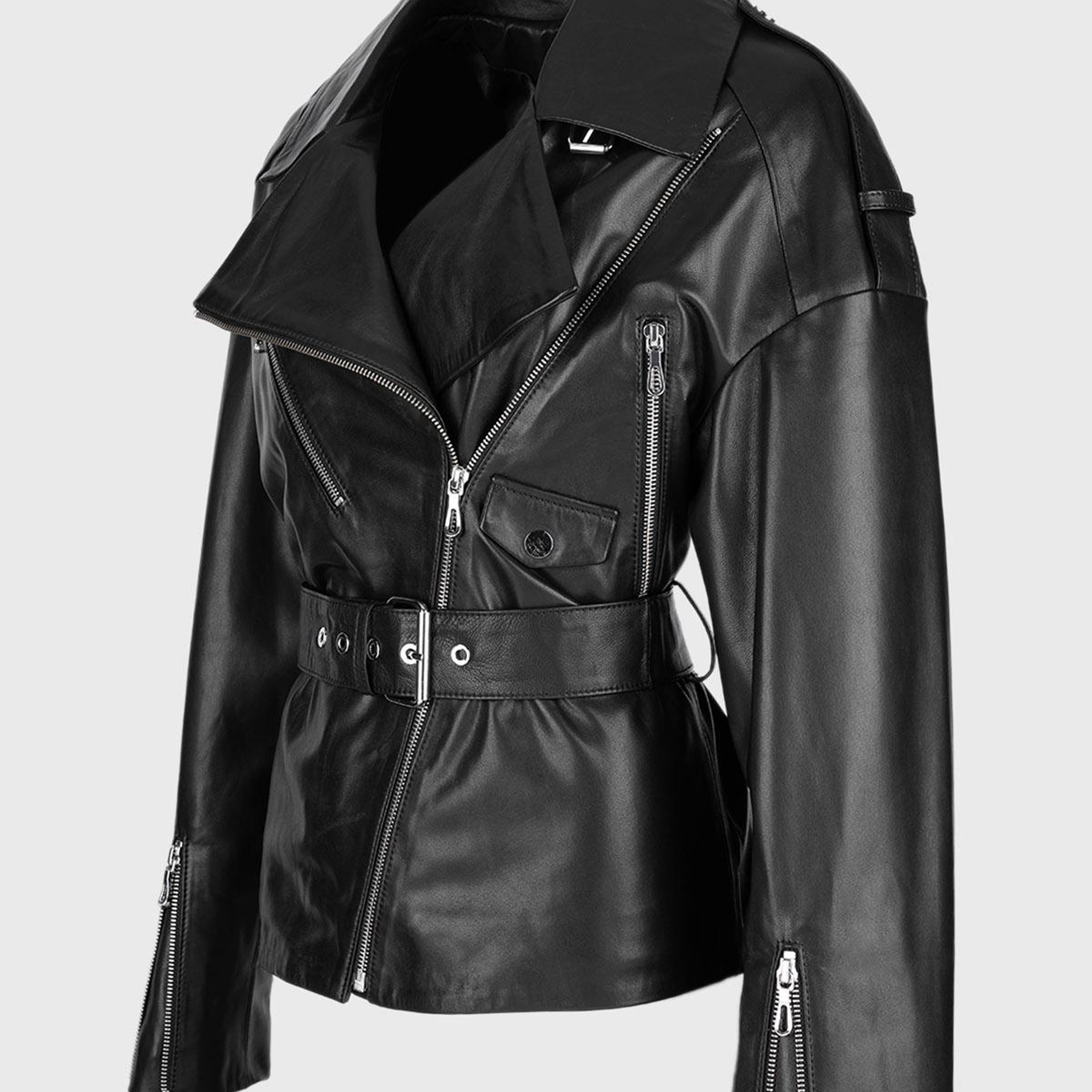 Valmenti Kadın Hakiki Deri Siyah Mont