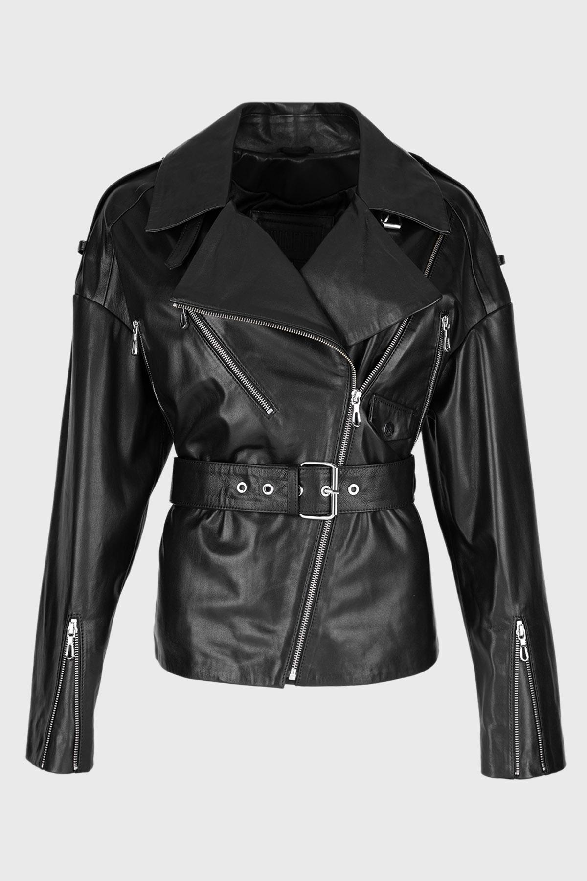 Valmenti Kadın Hakiki Deri Siyah Mont