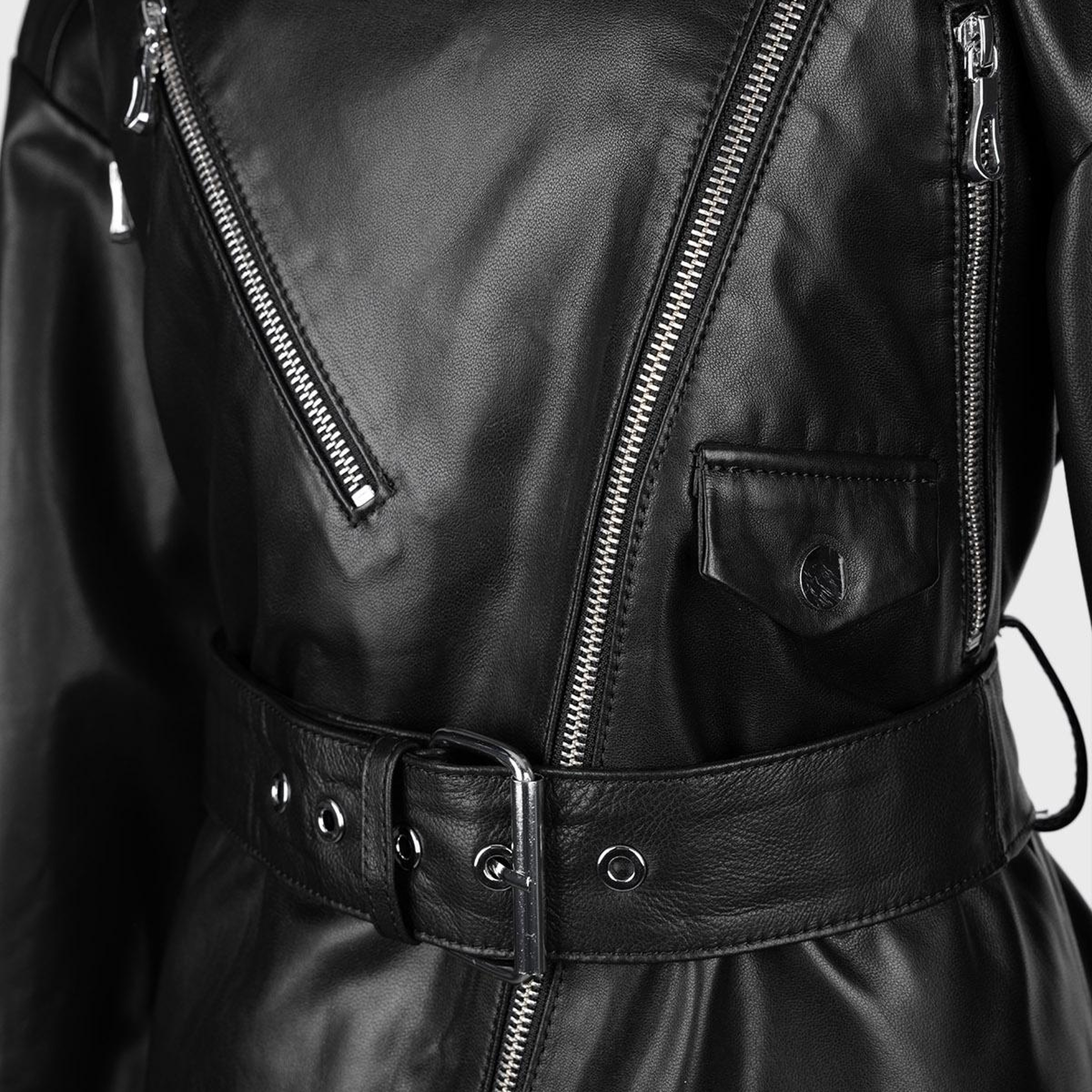 Valmenti Kadın Hakiki Deri Siyah Mont