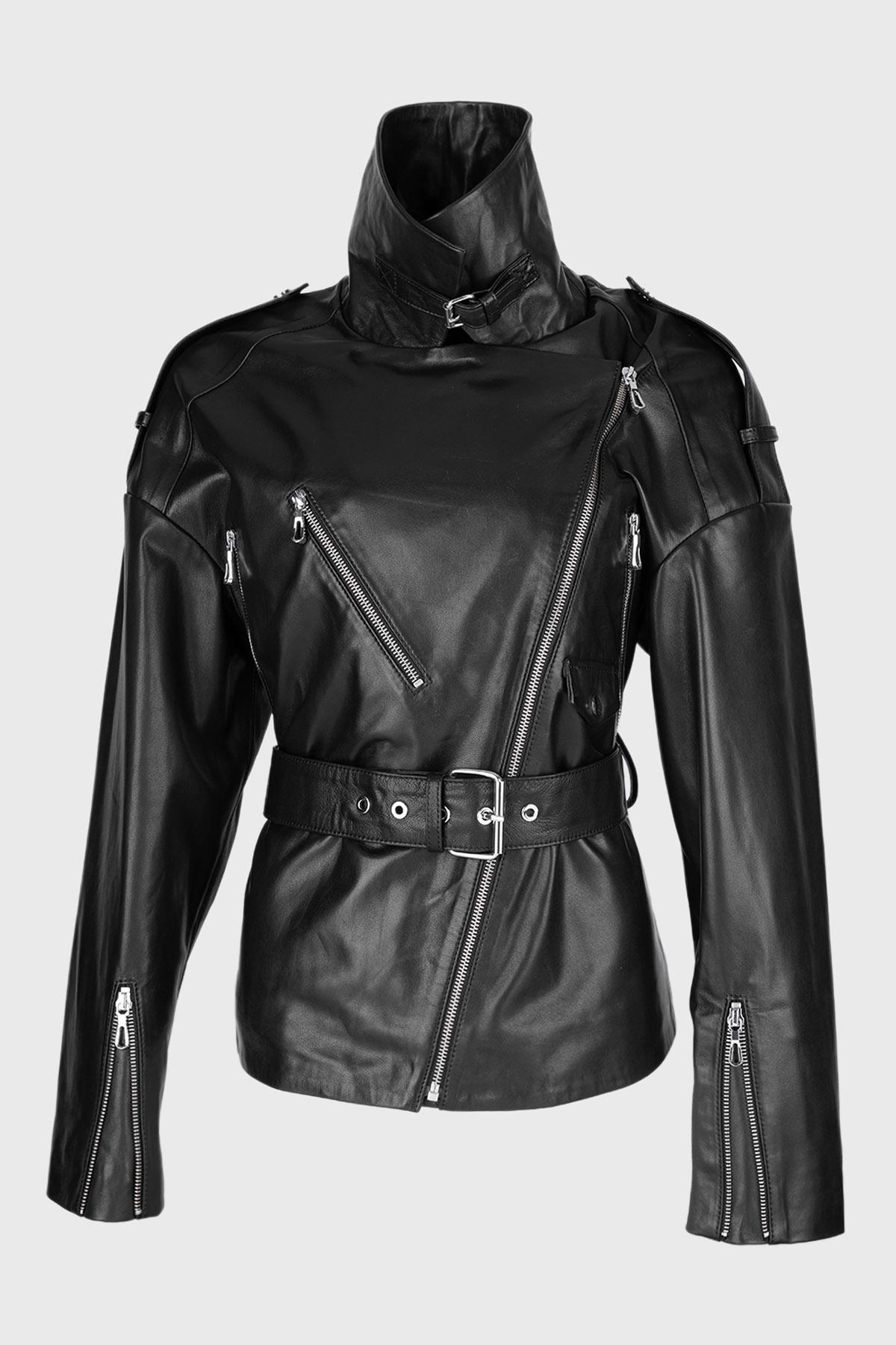 Valmenti Kadın Hakiki Deri Siyah Mont