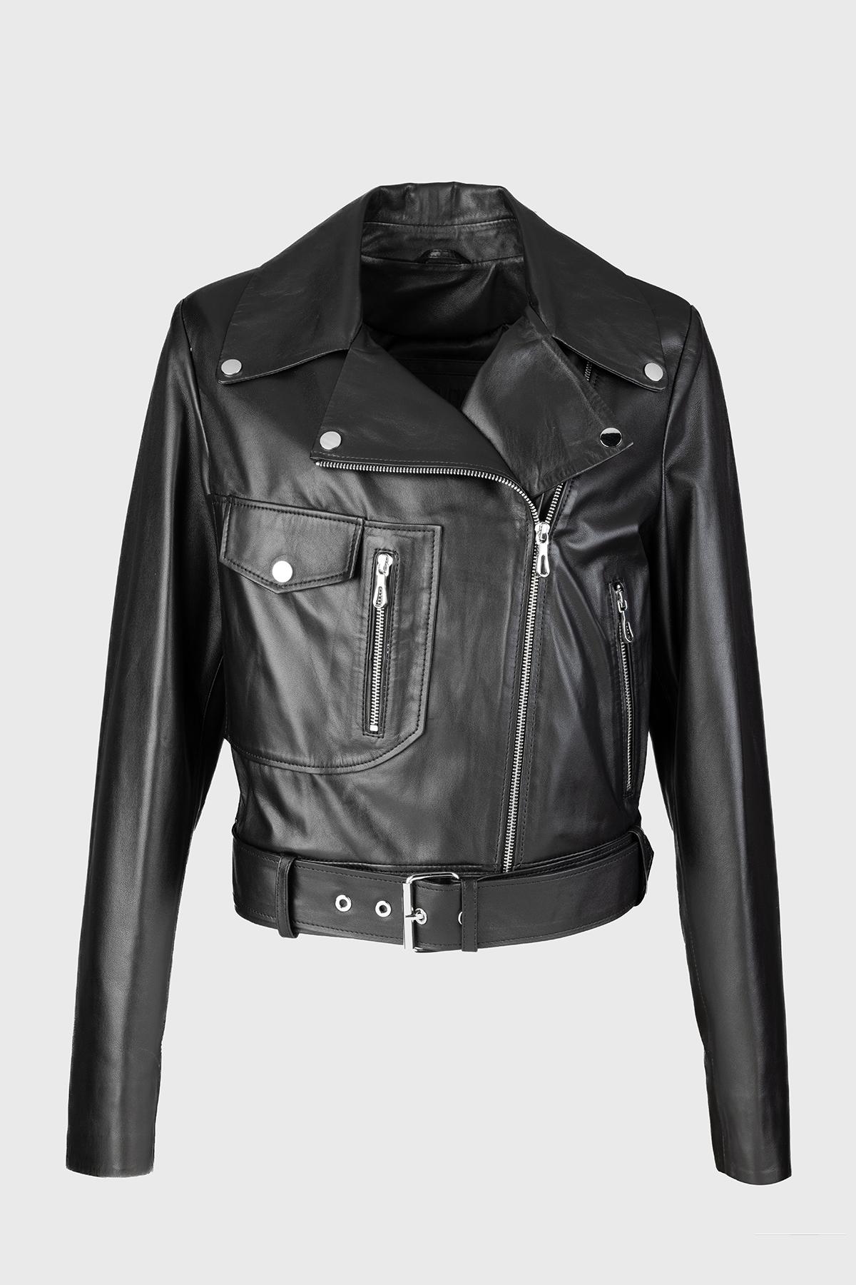 Valmenti Kadın Hakiki Deri Siyah Mont