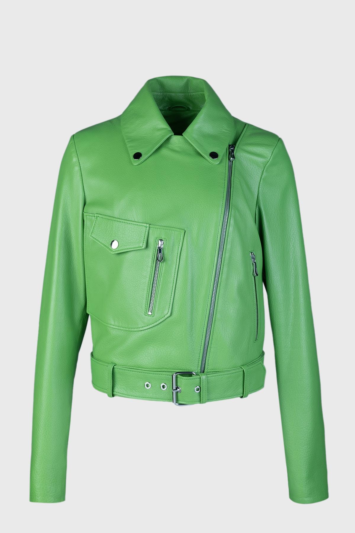 Valmenti Kadın Hakiki Deri Yeşil Mont