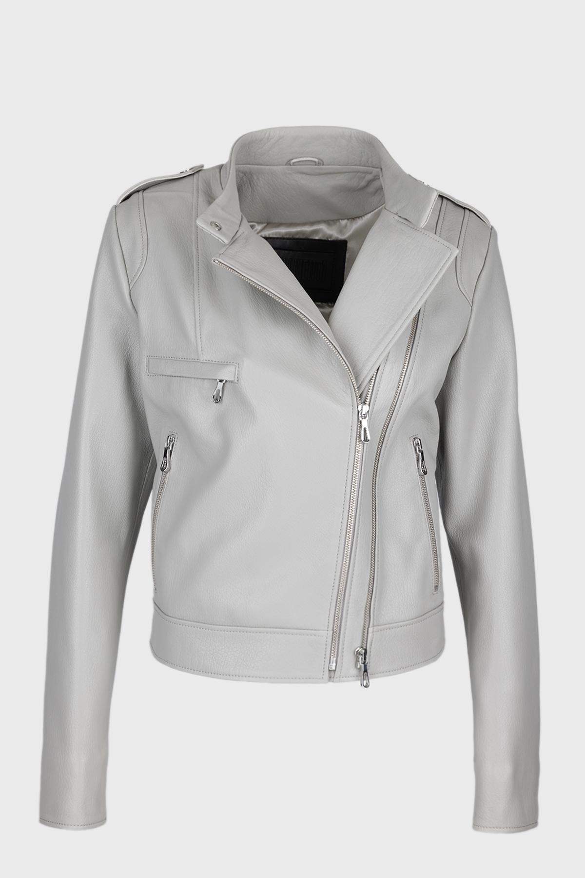 Valmenti Kadın Hakiki Deri Gri Mont