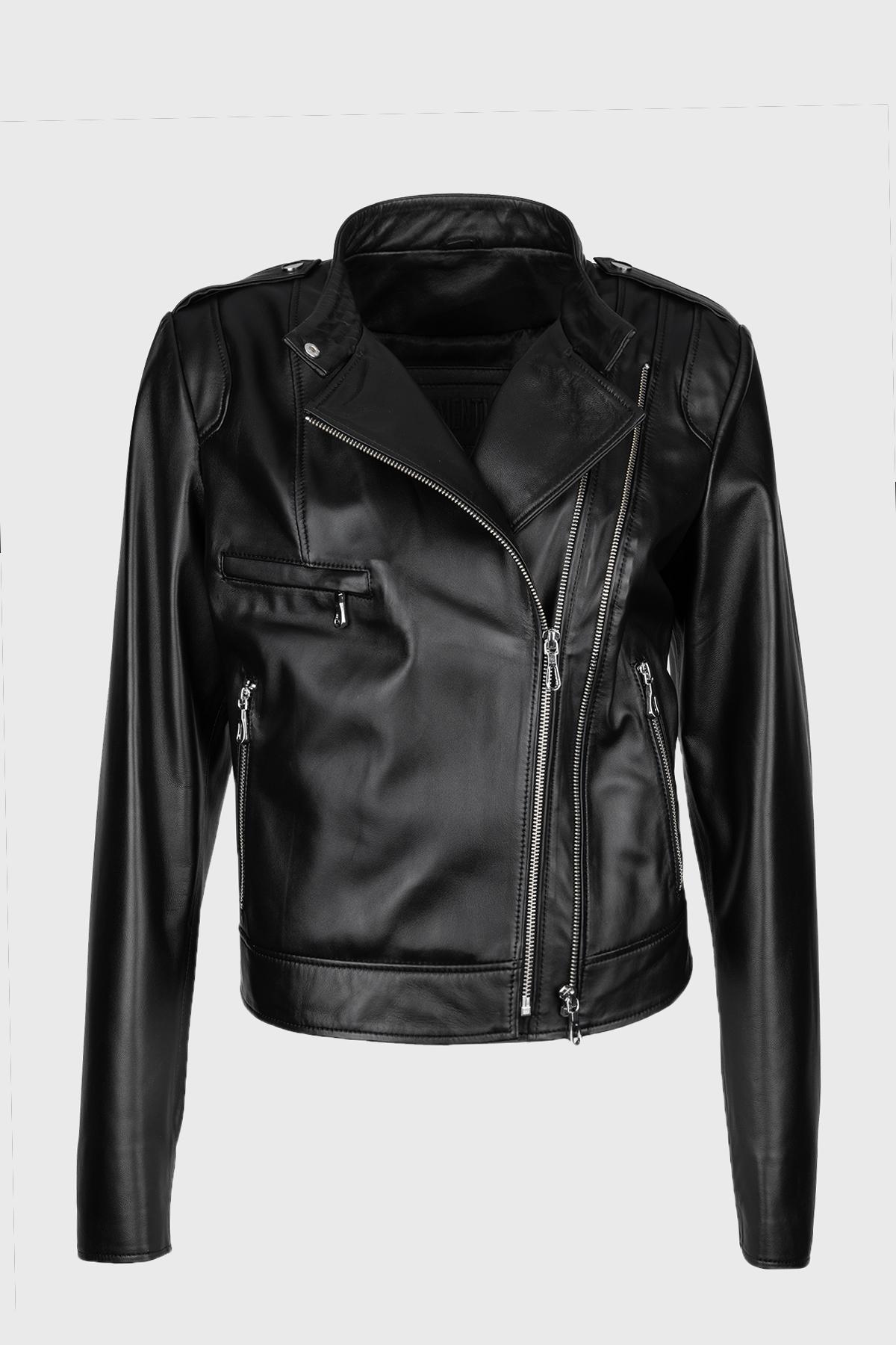 Valmenti Kadın Hakiki Deri Siyah Mont