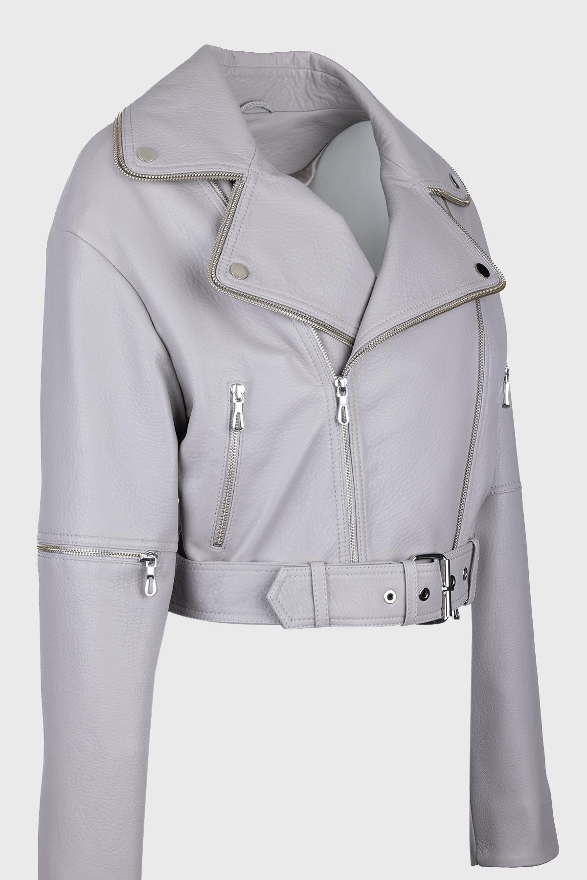 Valmenti Kadın Hakiki Deri Gri Mont