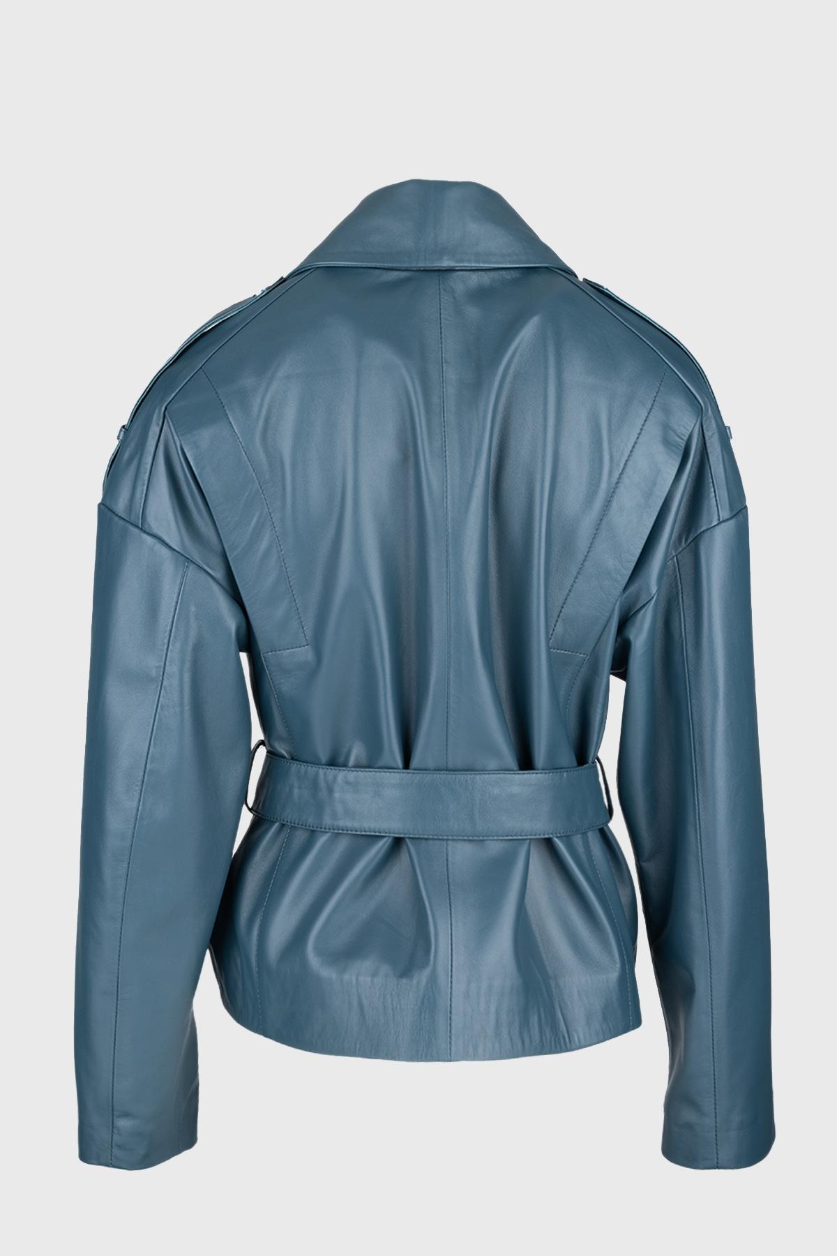 Valmenti Kadın Hakiki Deri Petrol Mont