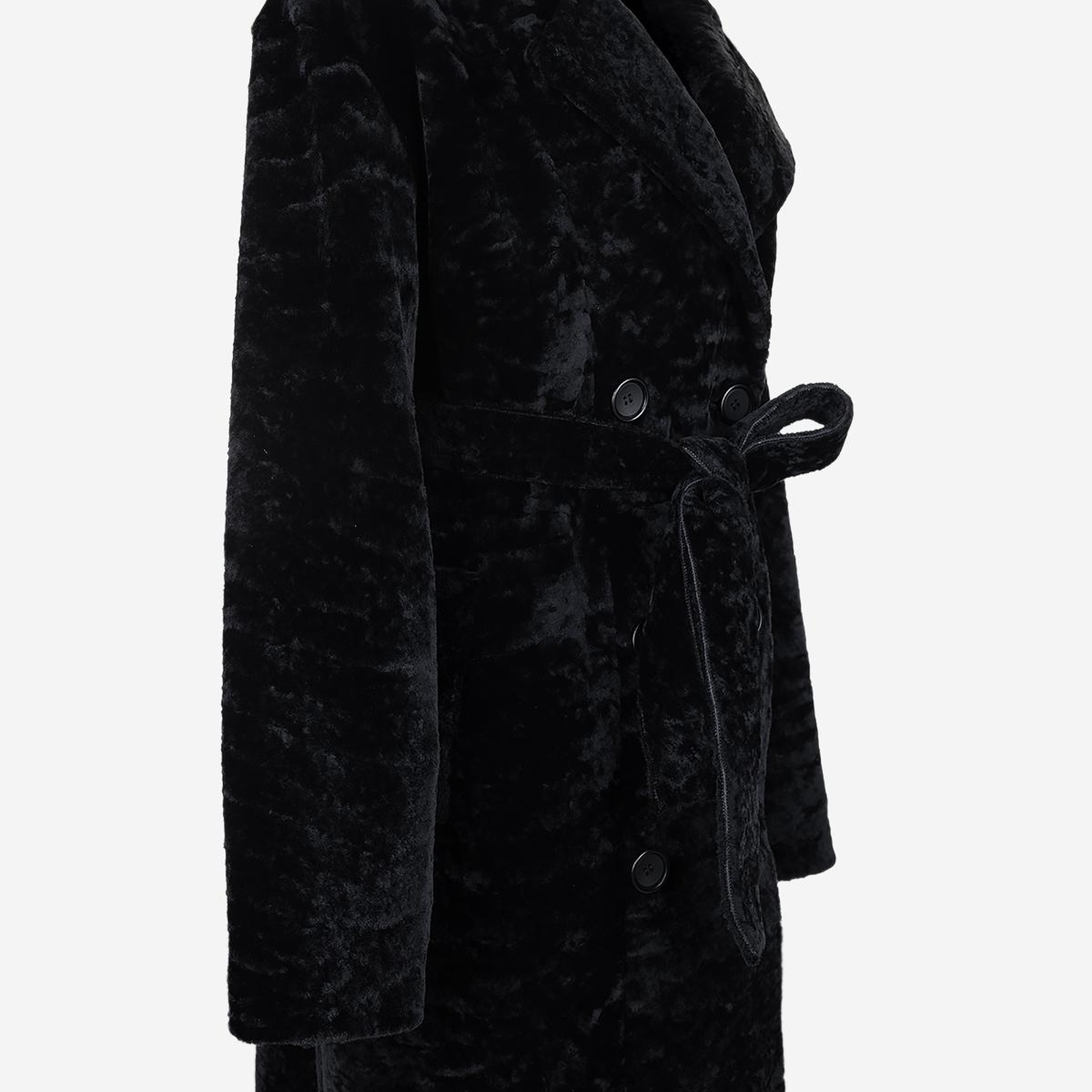 Valmenti Kadın Kuzu Kürk Siyah Kaban