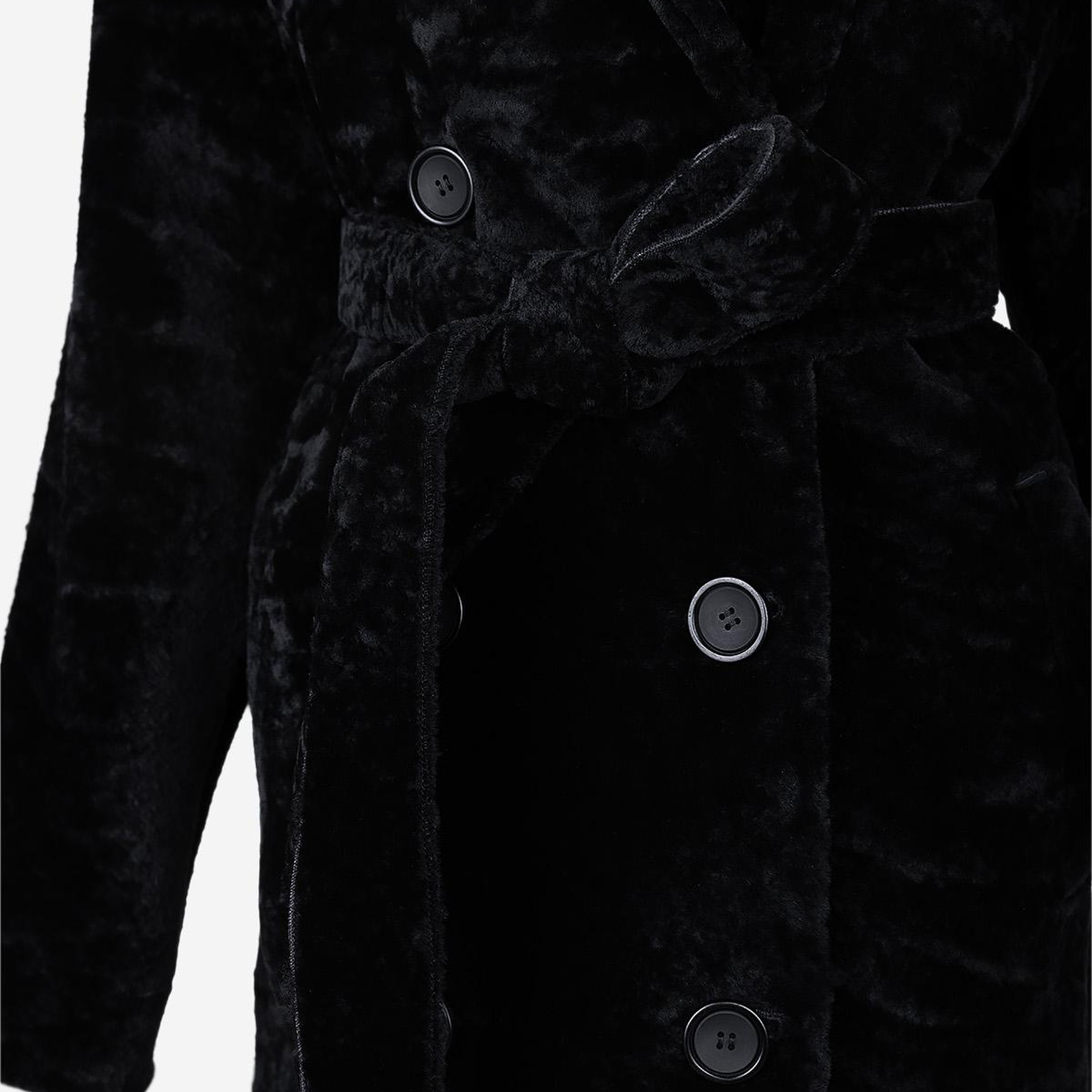 Valmenti Kadın Kuzu Kürk Siyah Kaban