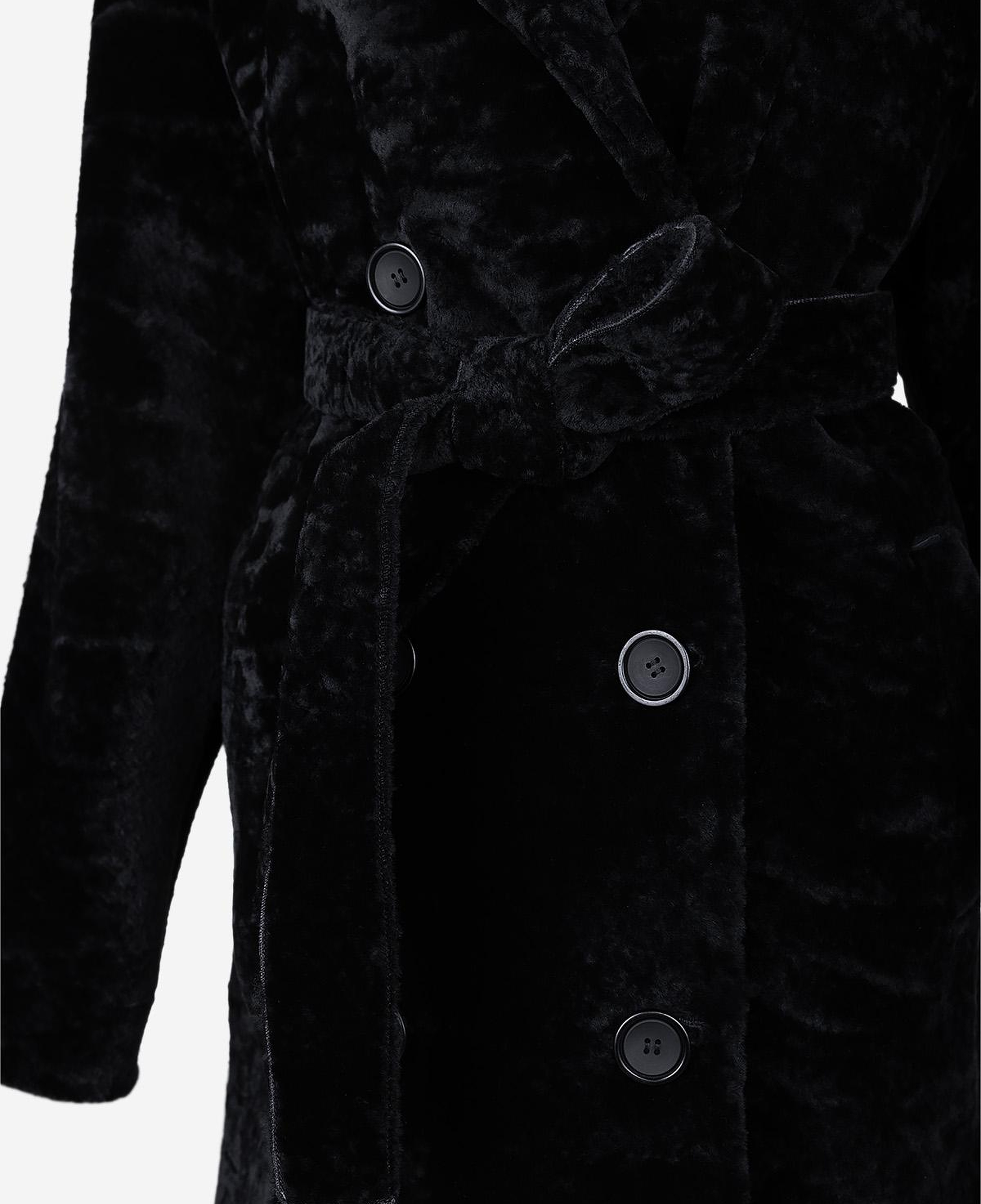 Valmenti Kadın Kuzu Kürk Siyah Kaban