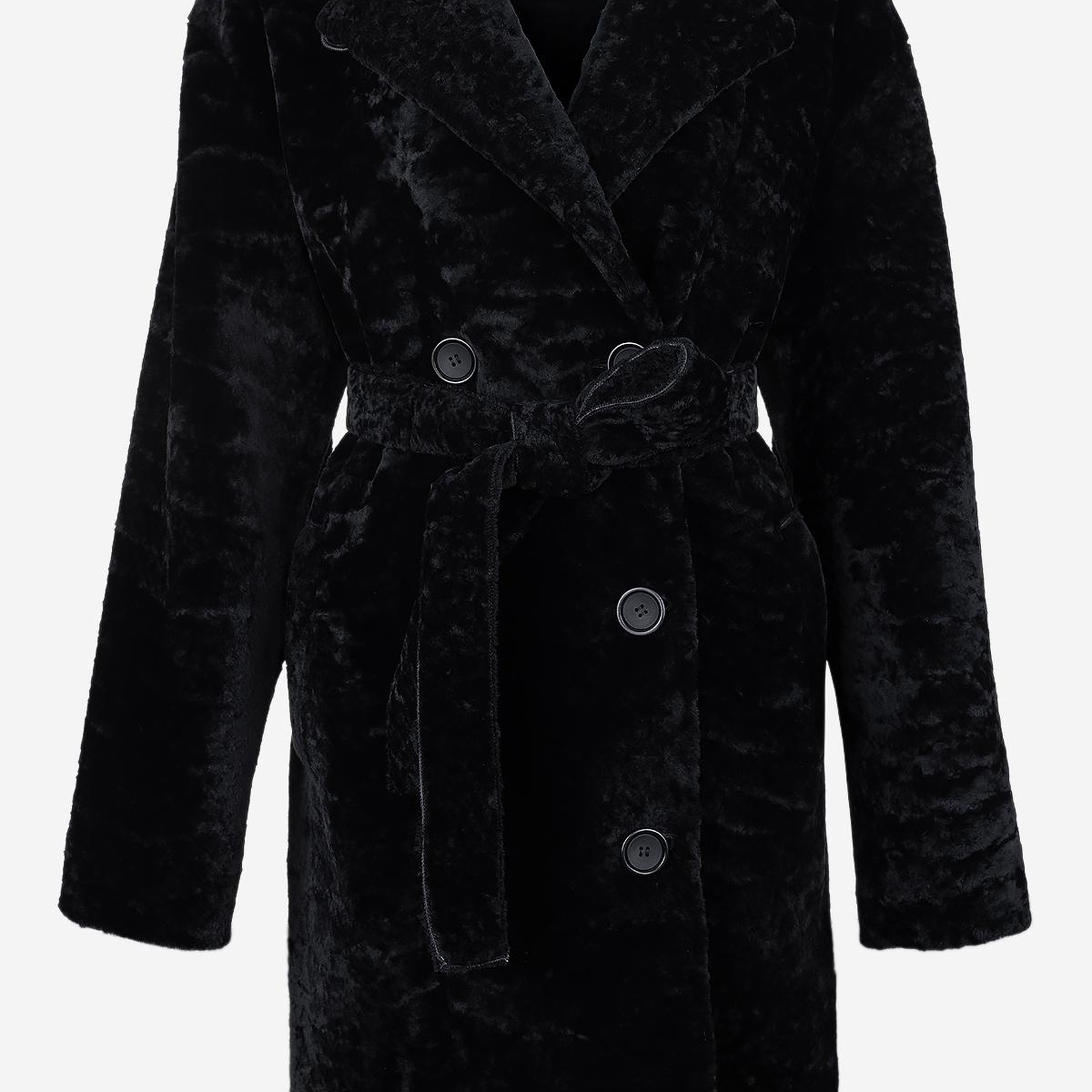 Valmenti Kadın Kuzu Kürk Siyah Kaban