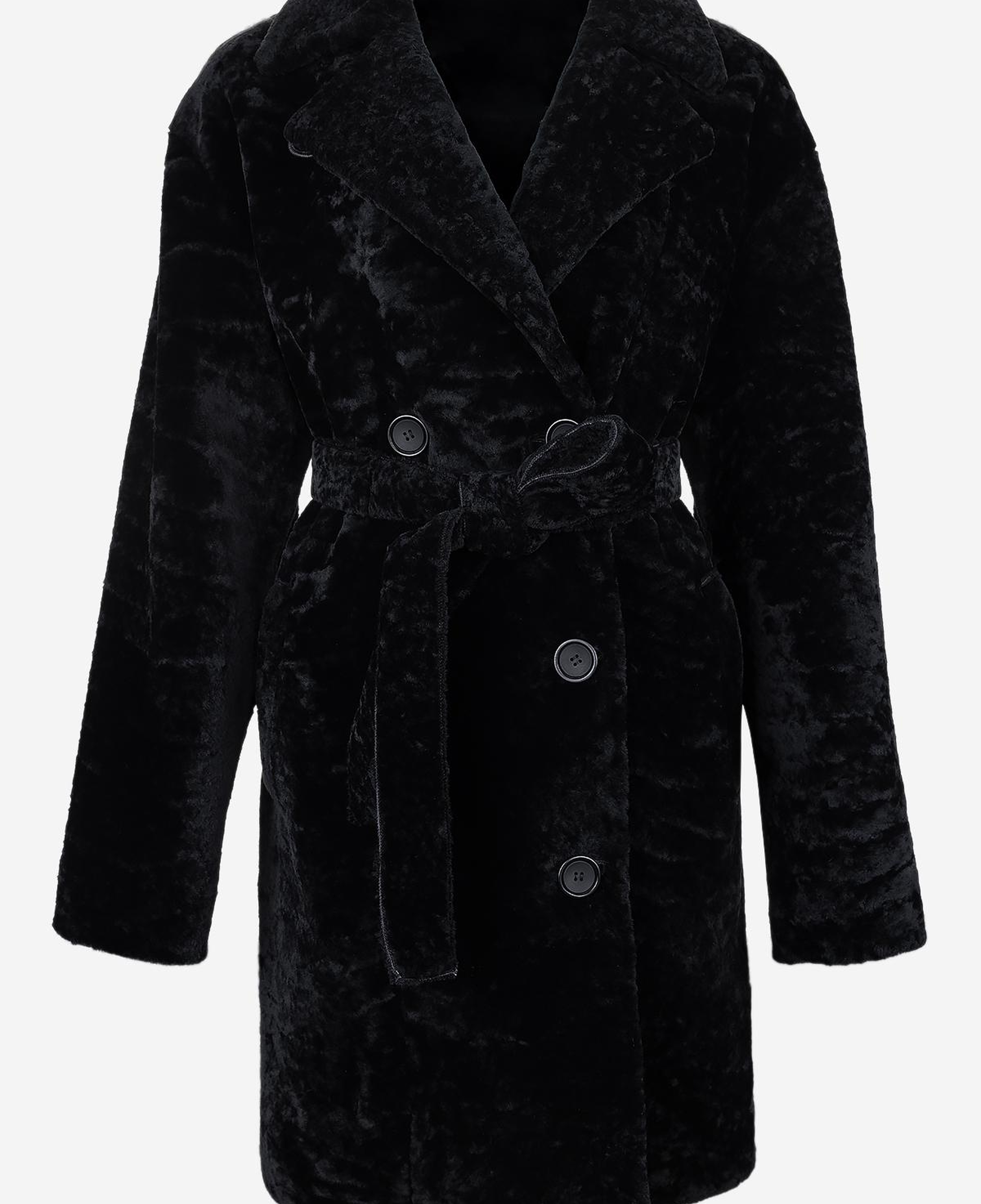 Valmenti Kadın Kuzu Kürk Siyah Kaban