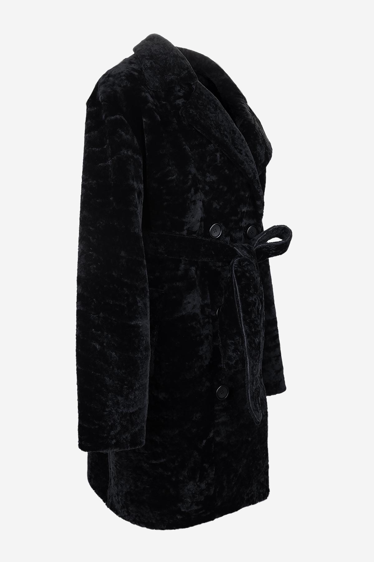 Valmenti Kadın Kuzu Kürk Siyah Kaban