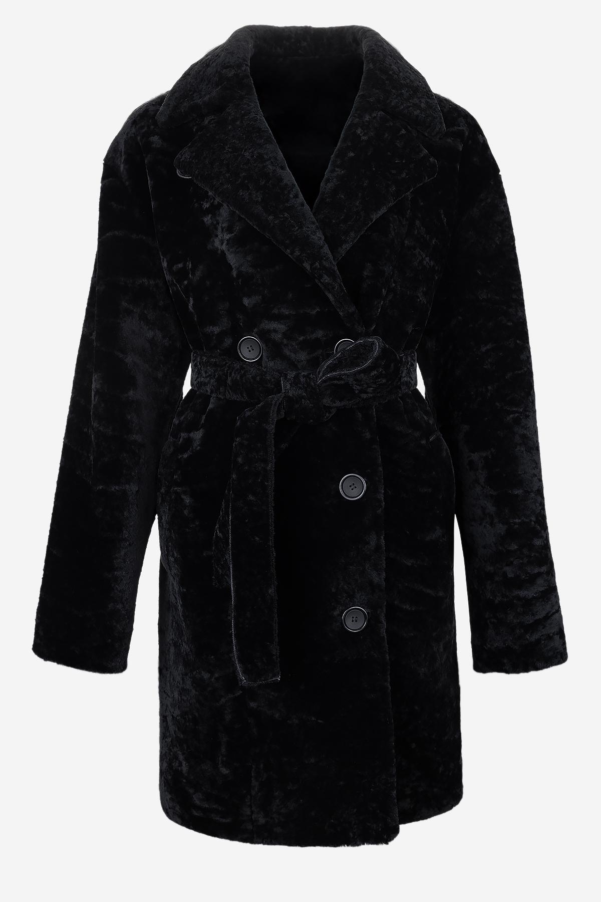 Valmenti Kadın Kuzu Kürk Siyah Kaban