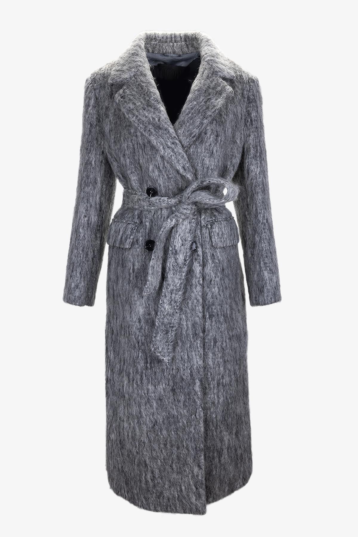 Valmenti Kadın Tekstil Gri Kaban