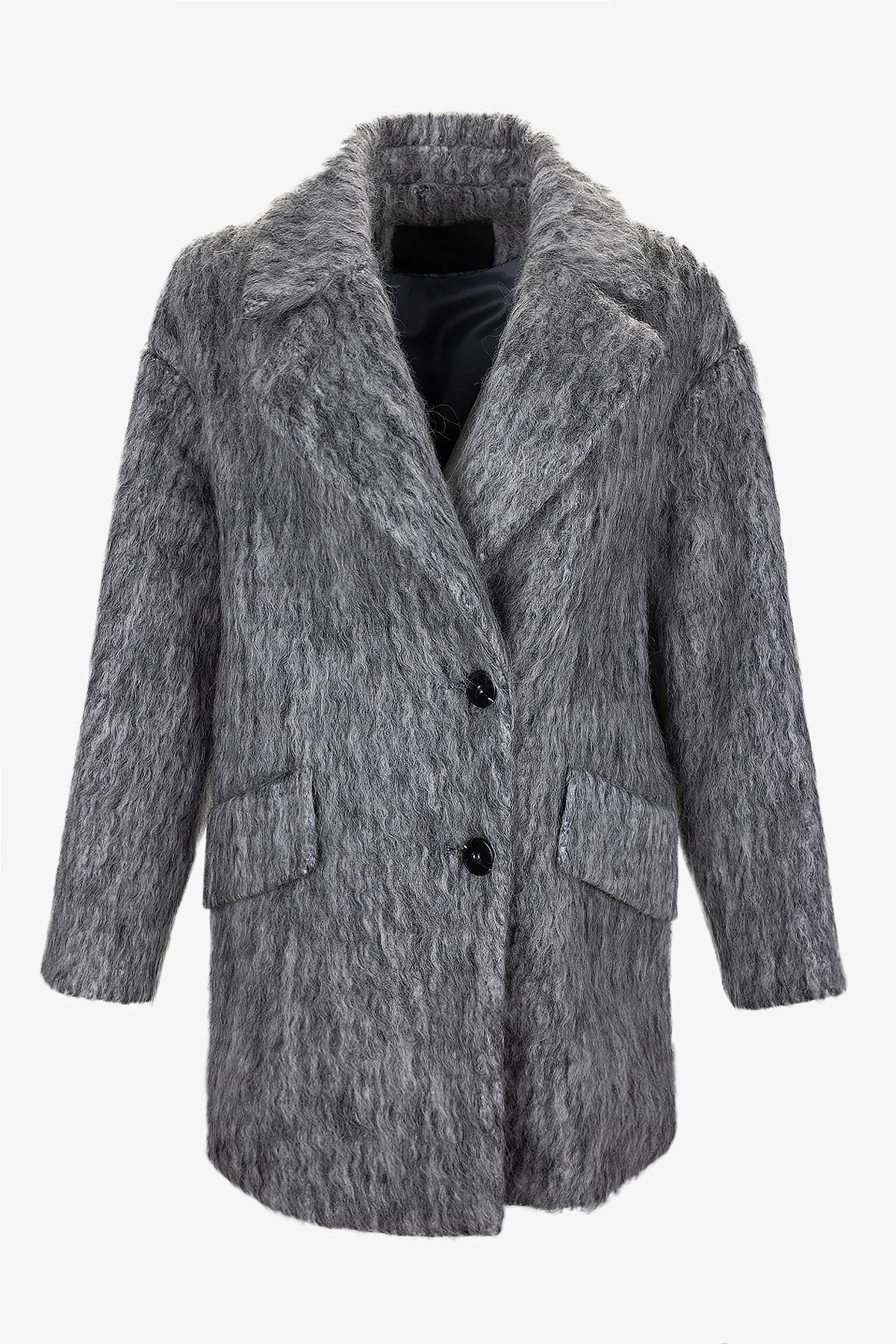 Valmenti Kadın Tekstil Gri Kaban