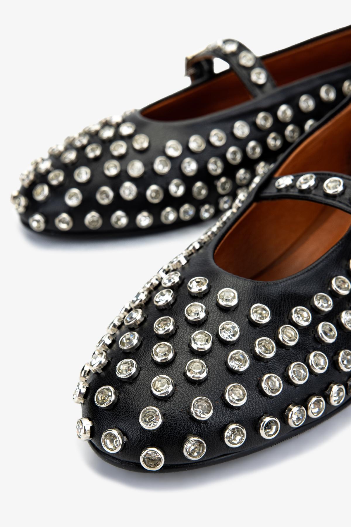 Valmenti Kadın Hakiki Deri Siyah Babet Ayakkabı