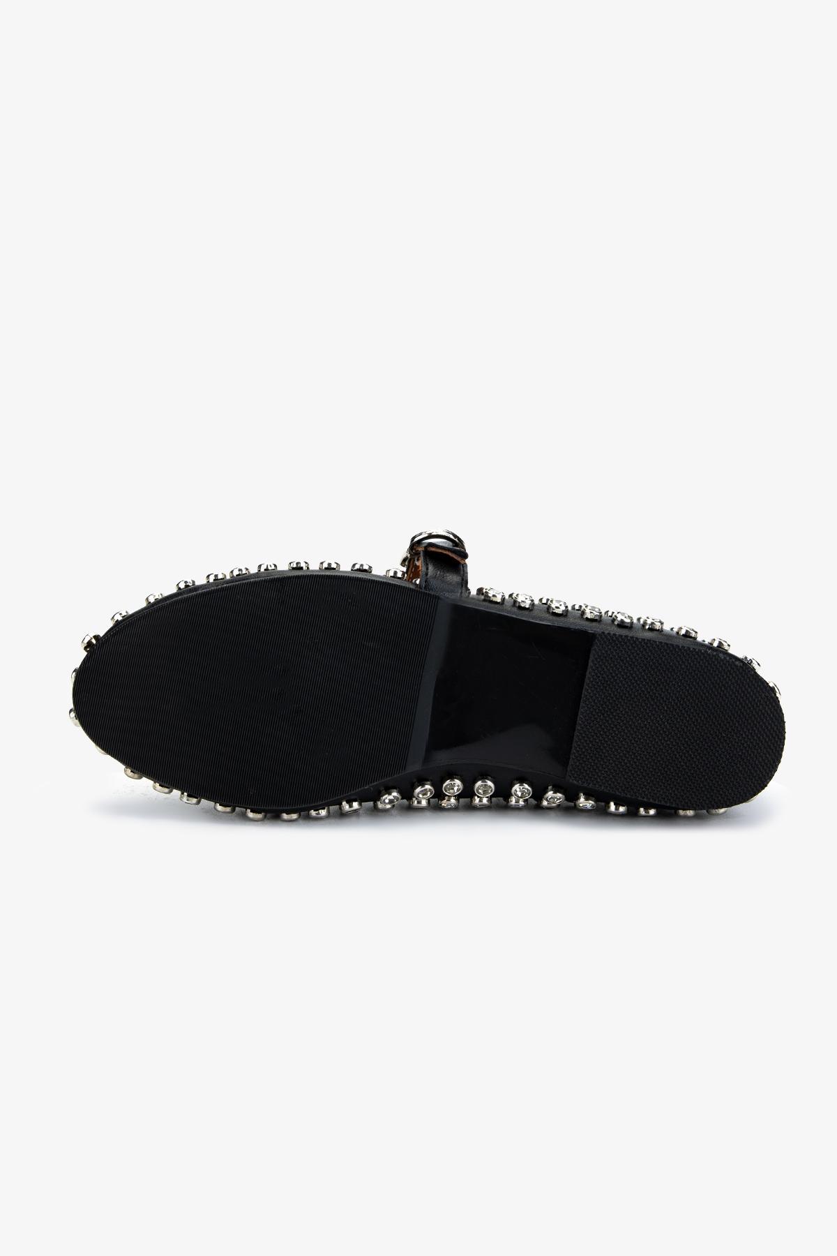 Valmenti Kadın Hakiki Deri Siyah Babet Ayakkabı