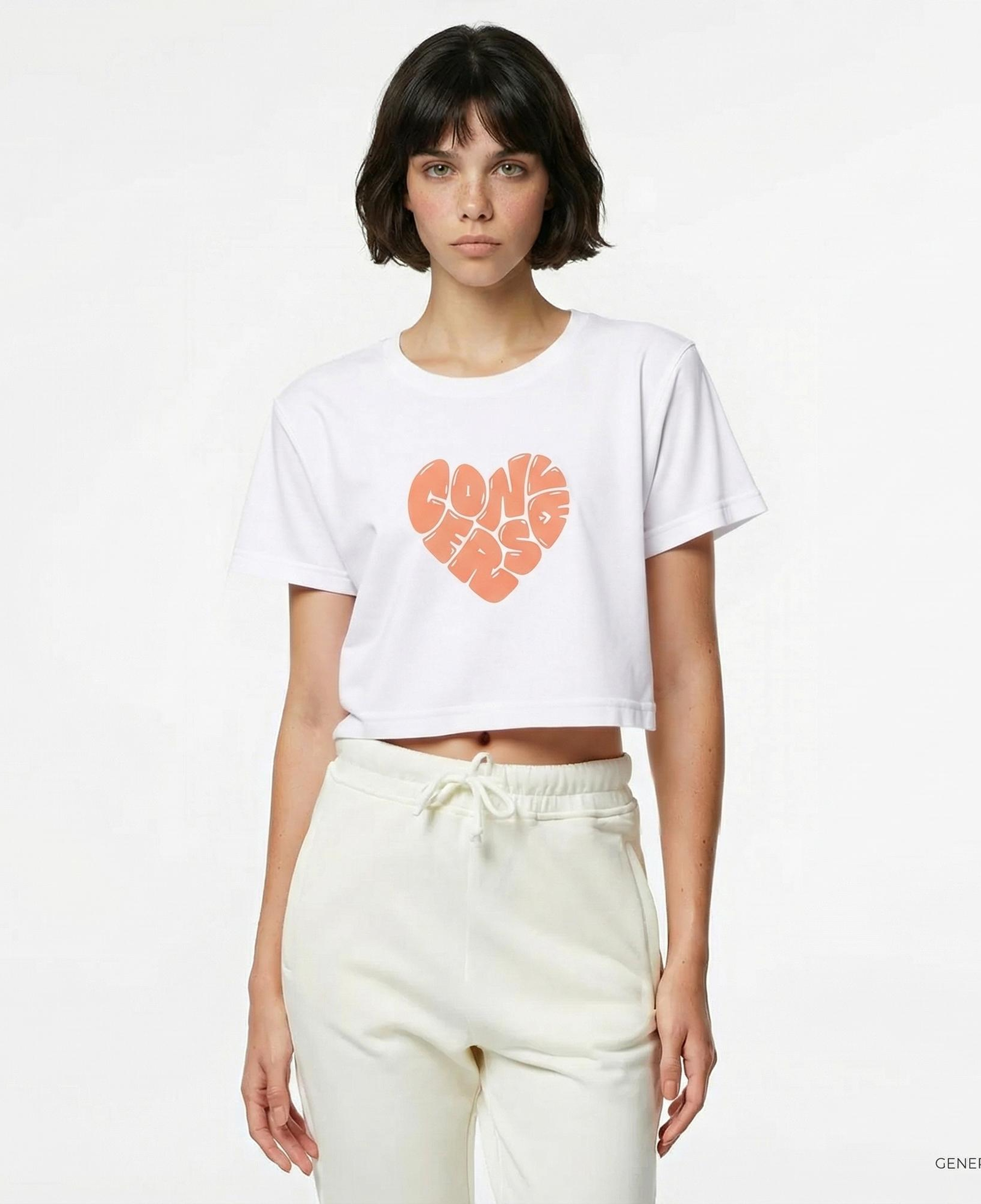 Converse Heart Slim Fit Kadın Beyaz T-Shirt