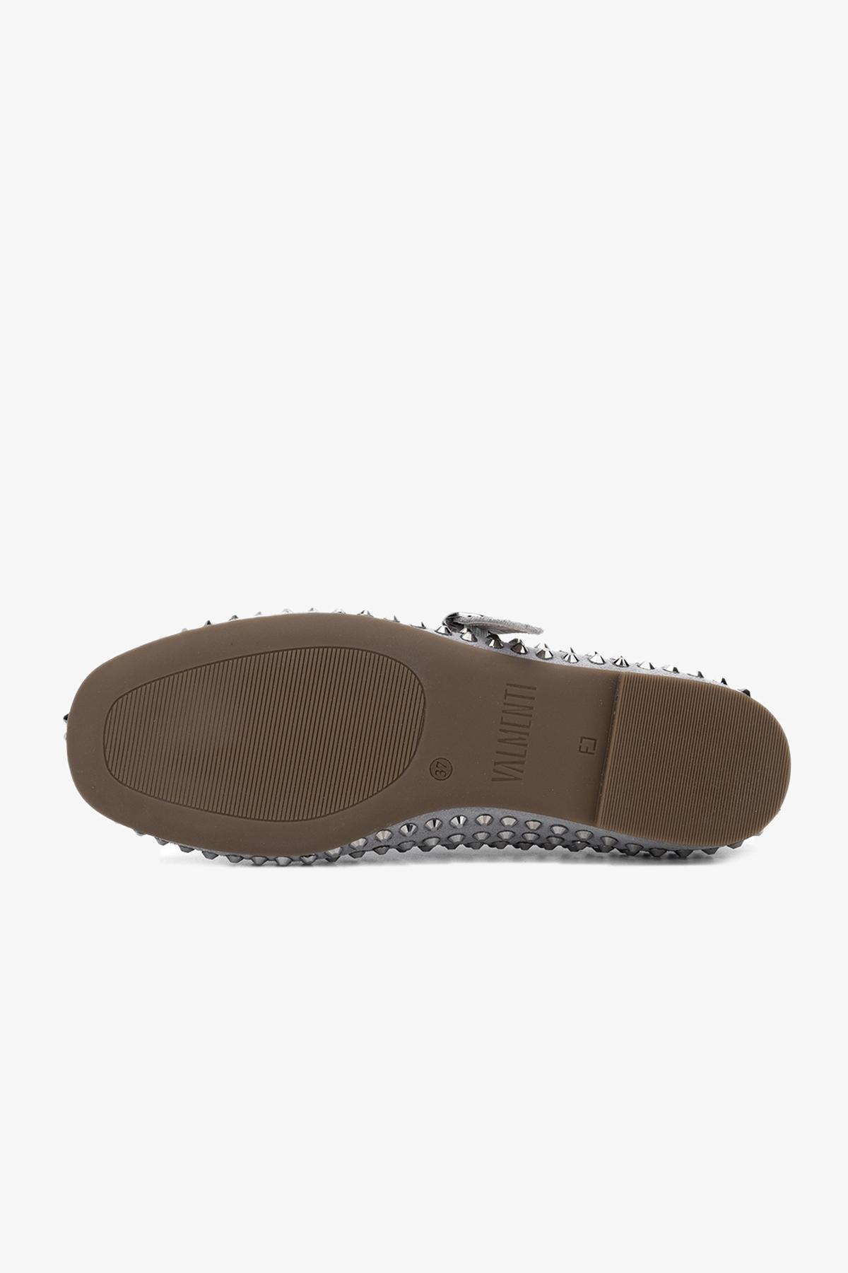 Valmenti Kadın Hakiki Deri Gri Babet Ayakkabı