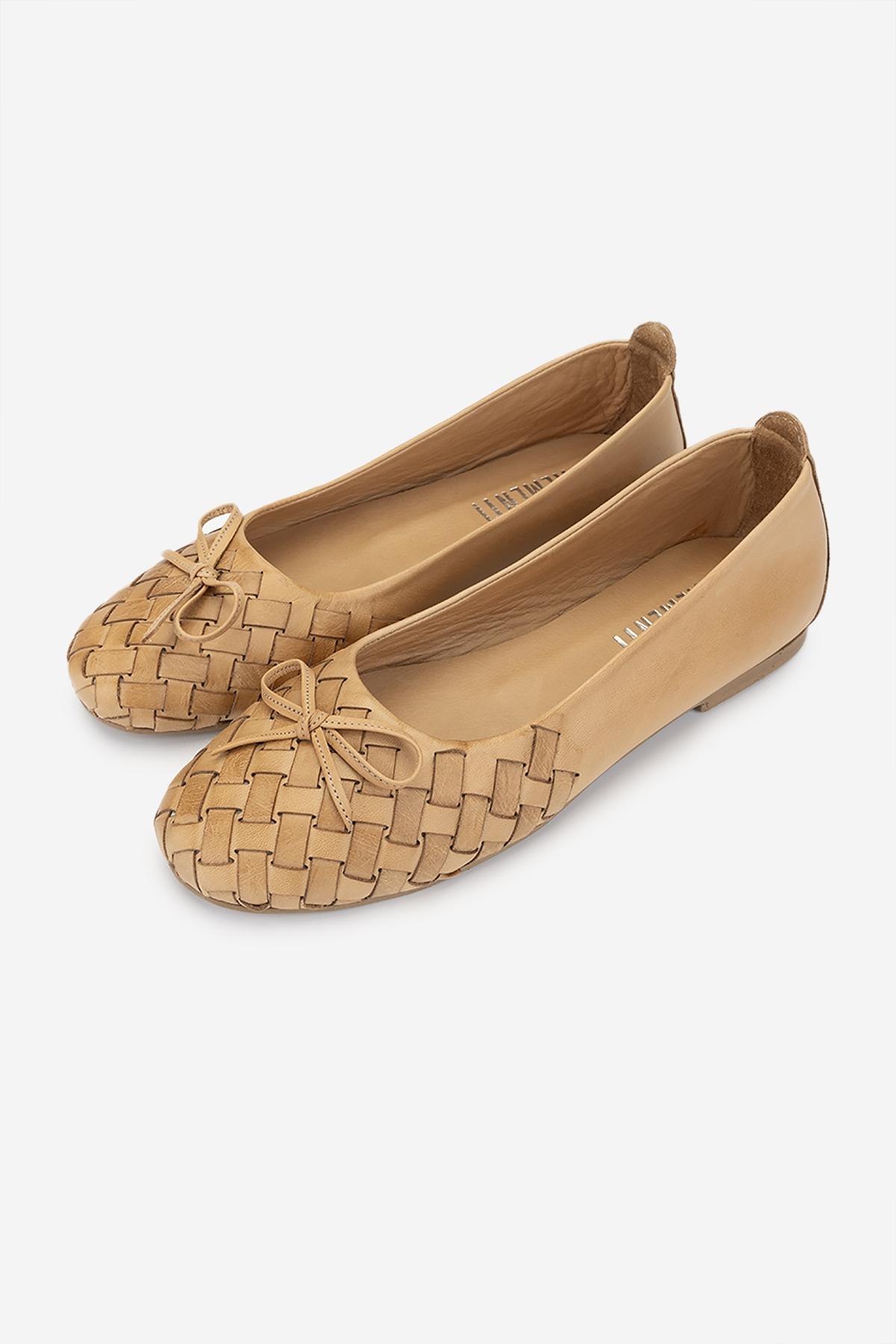 Valmenti Kadın Hakiki Deri Taba Babet Ayakkabı