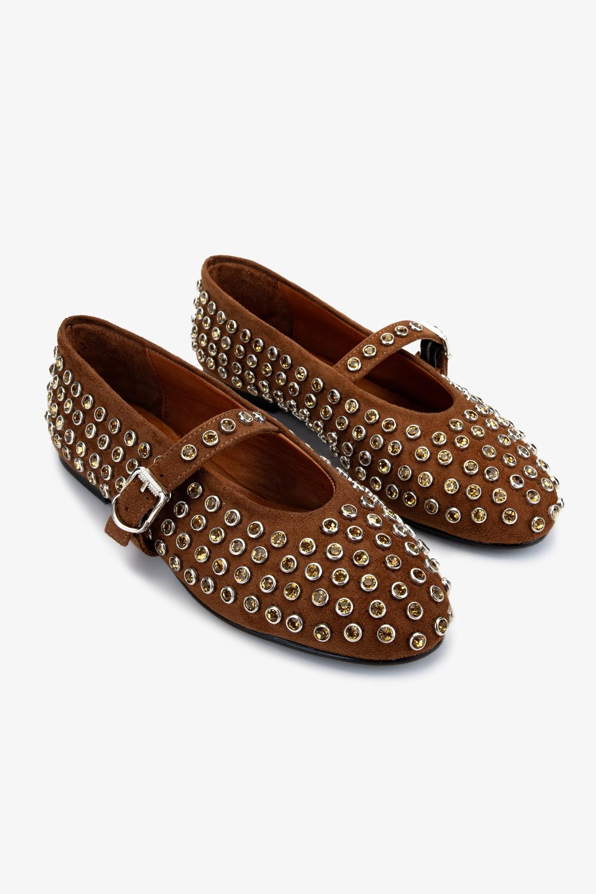 Valmenti Kadın Hakiki Deri Taba Süet Babet Ayakkabı