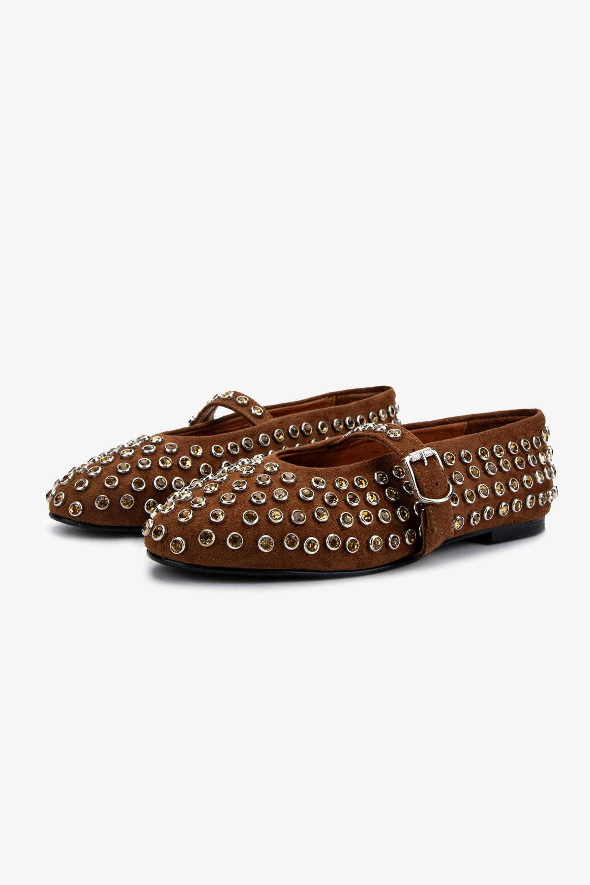 Valmenti Kadın Hakiki Deri Taba Süet Babet Ayakkabı