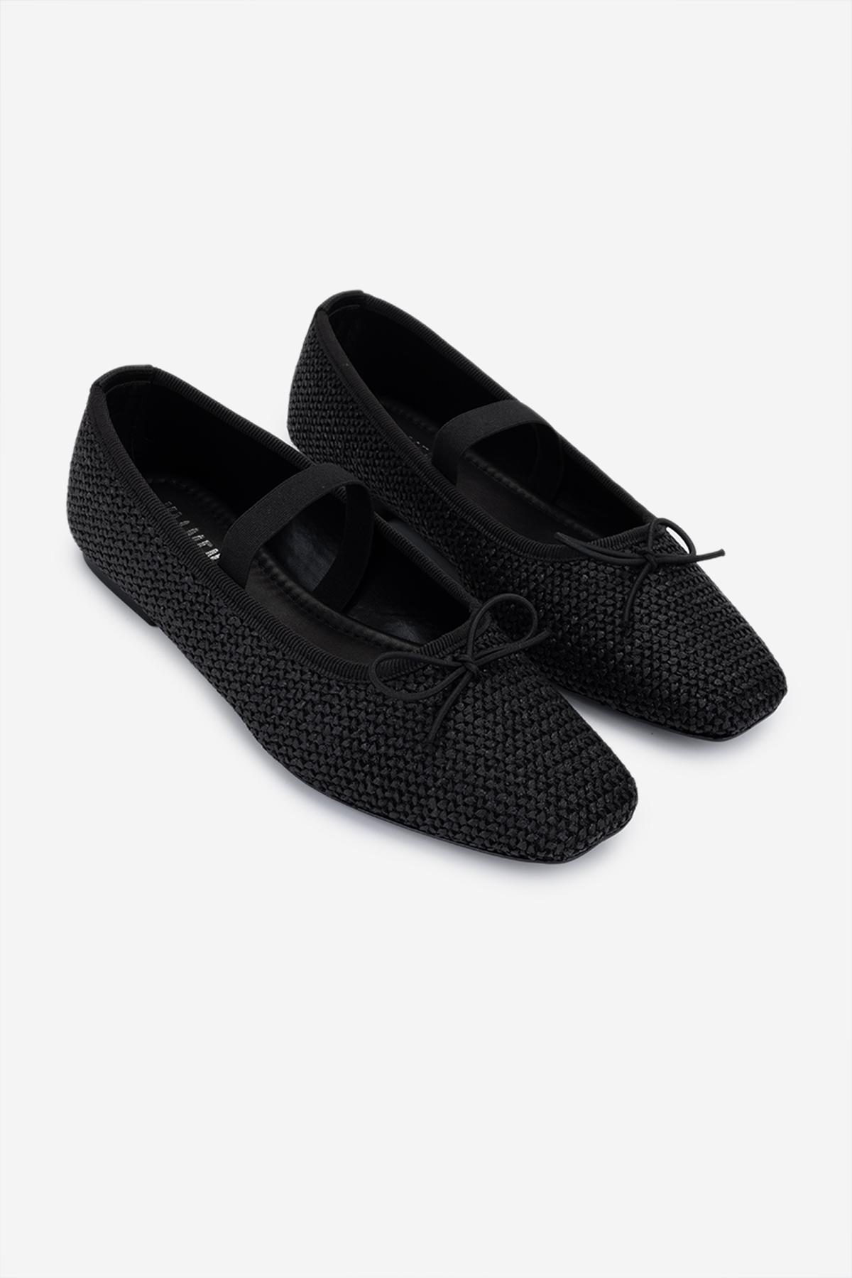 Valmenti Kadın Deri & Tekstil Siyah Babet Ayakkabı