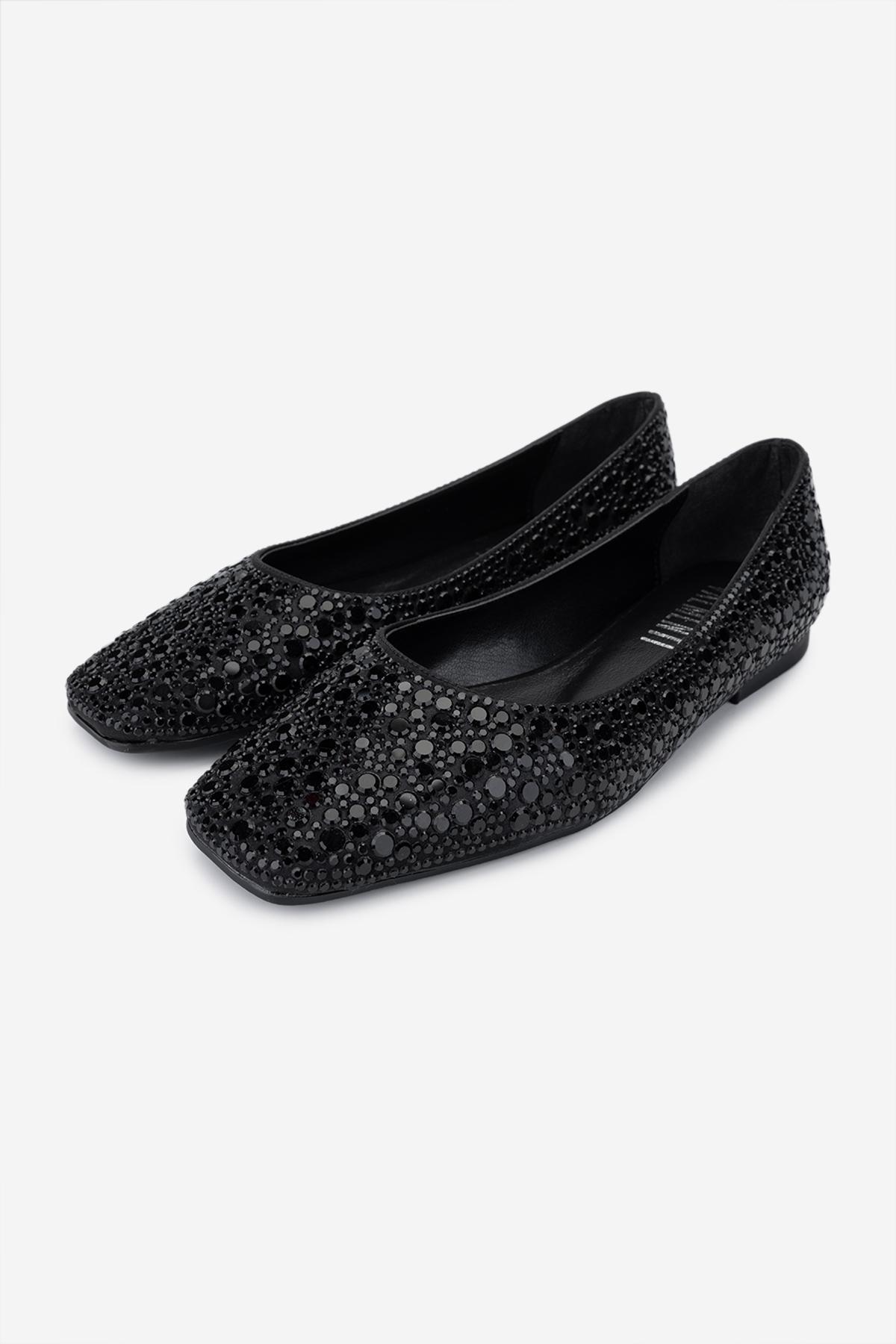 Valmenti Kadın Suni Deri Siyah Babet Ayakkabı