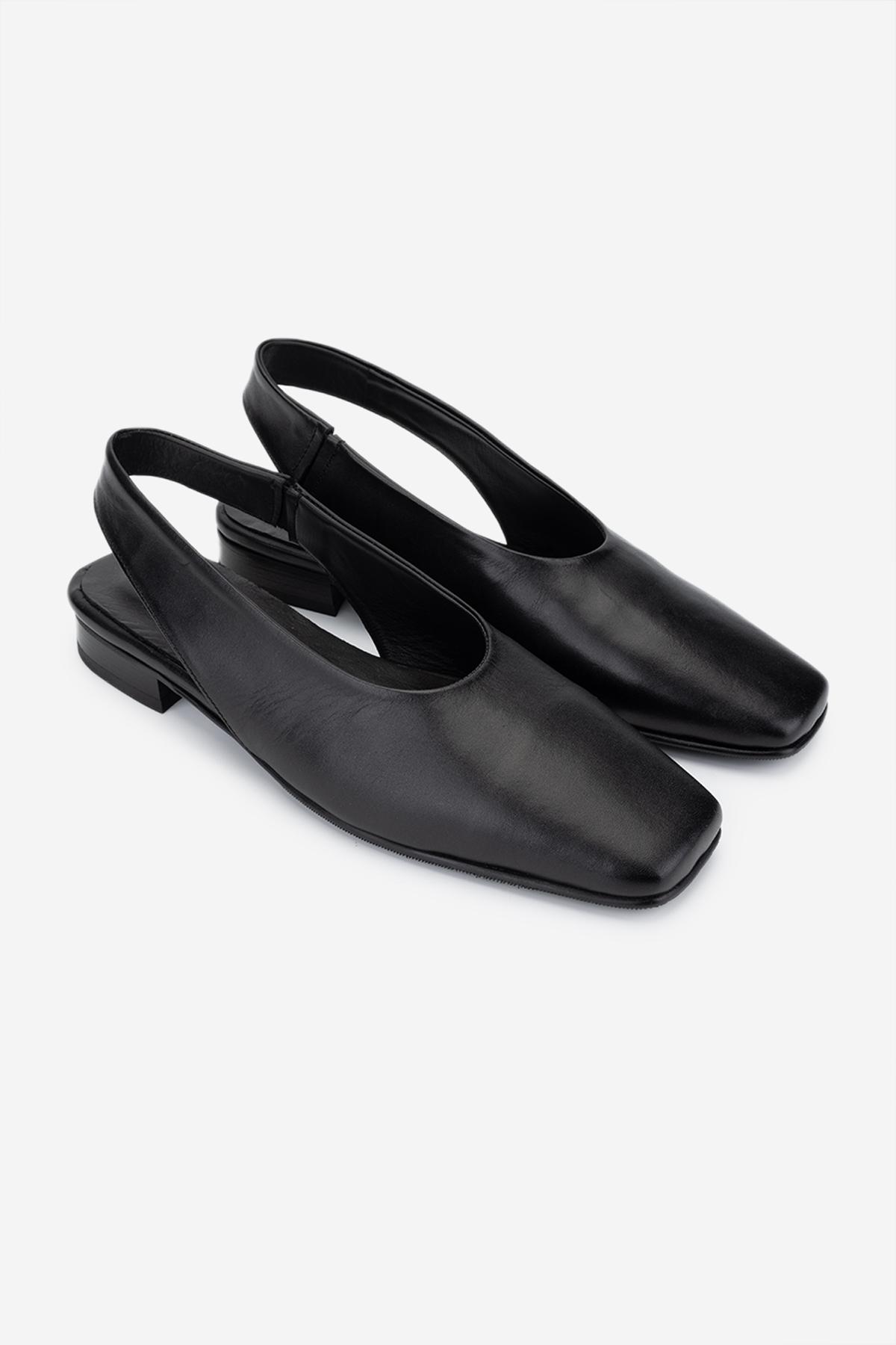 Valmenti Kadın Hakiki Deri Siyah Babet Ayakkabı