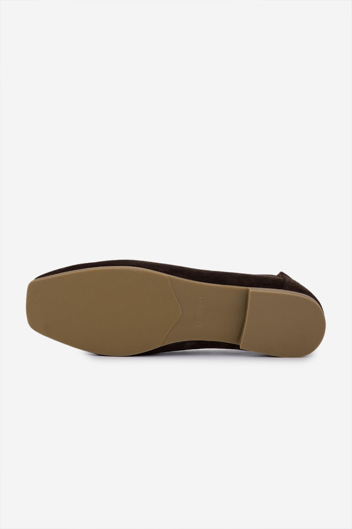 Valmenti Kadın Hakiki Deri Kahverengi Süet Babet Ayakkabı